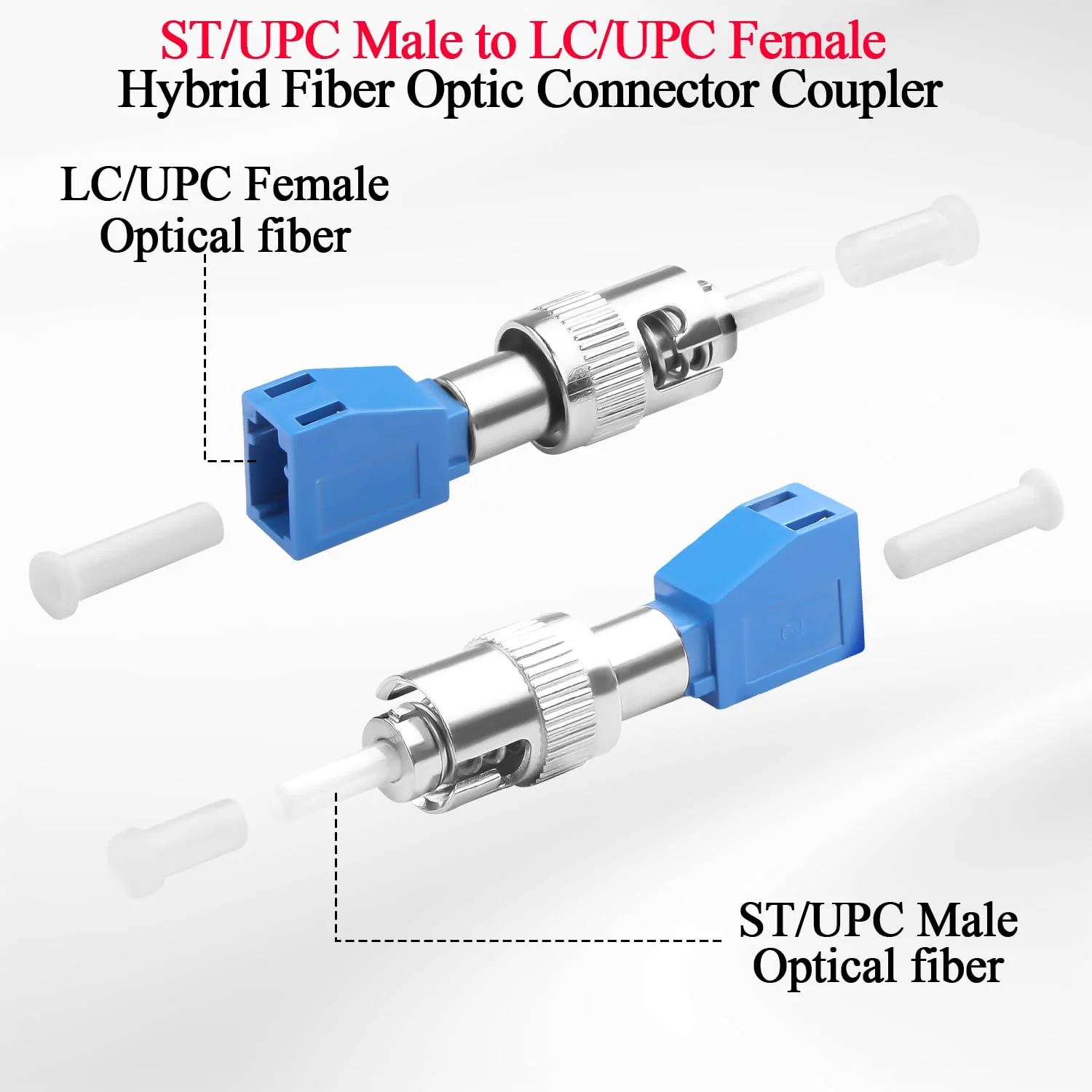 QIANRENON ST Male to LC Female Hybrid Fiber Optic Converter SM 9/125μm ST/UPC Male to LC/UPC Female Single Mode Fiber Optic Adapter Coupler for Red Light Pen Optical Power Meter Patch Cord Pigtail - Image 2