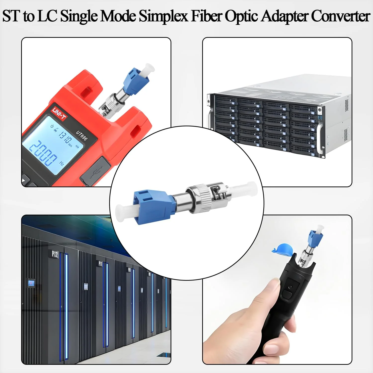 QIANRENON ST Male to LC Female Hybrid Fiber Optic Converter SM 9/125μm ST/UPC Male to LC/UPC Female Single Mode Fiber Optic Adapter Coupler for Red Light Pen Optical Power Meter Patch Cord Pigtail - Image 4