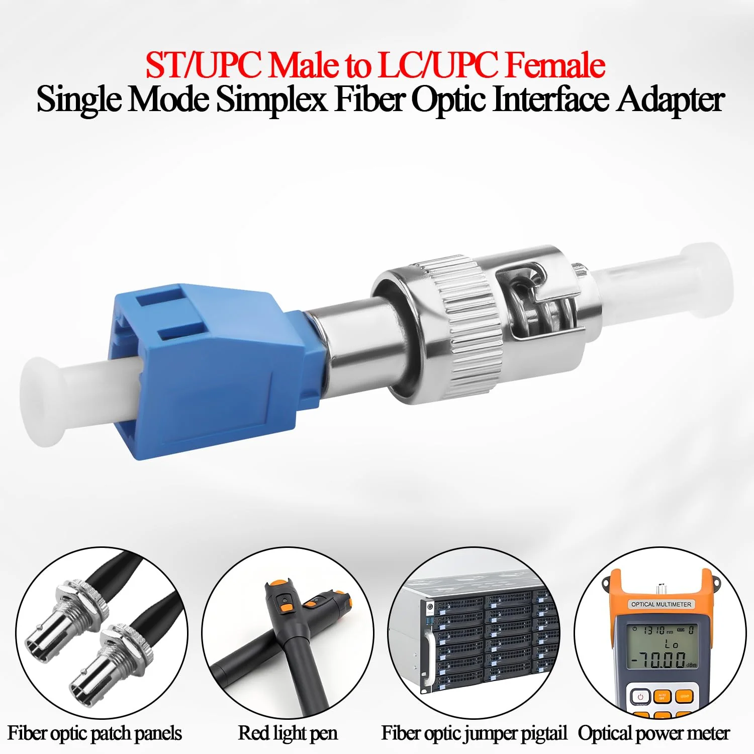 QIANRENON ST Male to LC Female Hybrid Fiber Optic Converter SM 9/125μm ST/UPC Male to LC/UPC Female Single Mode Fiber Optic Adapter Coupler for Red Light Pen Optical Power Meter Patch Cord Pigtail - Image 6