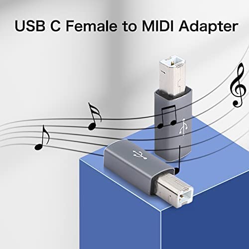QIANRENON USB C to B Print Converter Type C to MIDI Digital Interface Adapter, Connect Keyboard to Mobile Phone via OTG, for Printer, Electric Piano, Silver Gray, 2 pcs - Image 6
