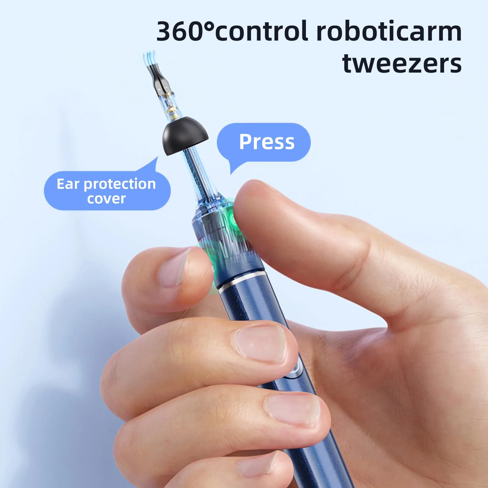 Qimic Ear Wax Remover Otoscope, 1080P HD WiFi Ear Cleaner, Ear Camera with Tweezers & 4 LEDs, Otoscope for iOS & Android, IP67 Waterproof Ear Cleaner for Adults, Children and Pets S8 blue - Image 9