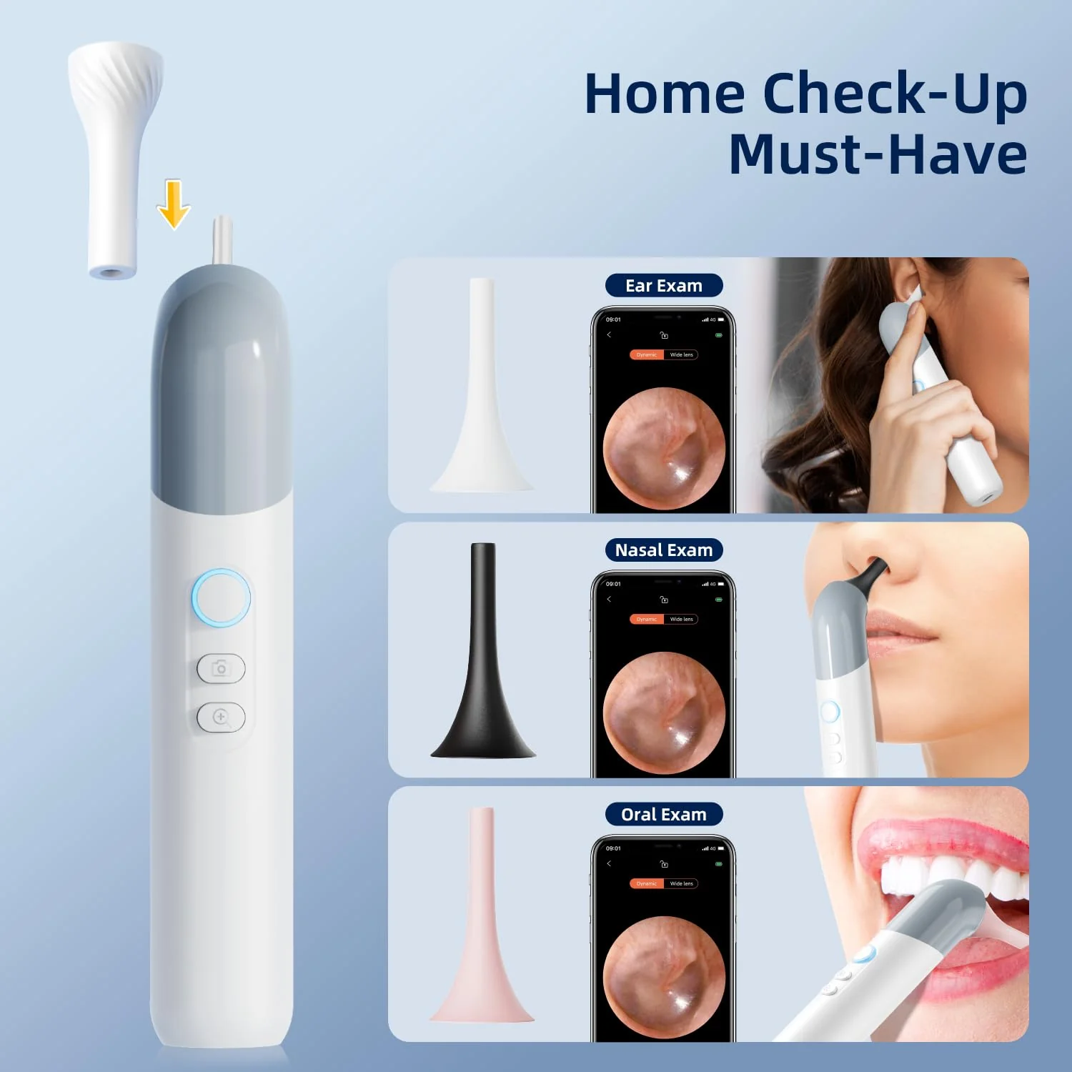 Qimic Wireless Otoscope Ear Camera - 1080P WiFi Otoscope with 6 LED Lights, Ear Scope Camera with 10 Colorful Accessories for Kids,Pets &Adults,Support Photo and Video, Compatible with Android Q09 - Image 3