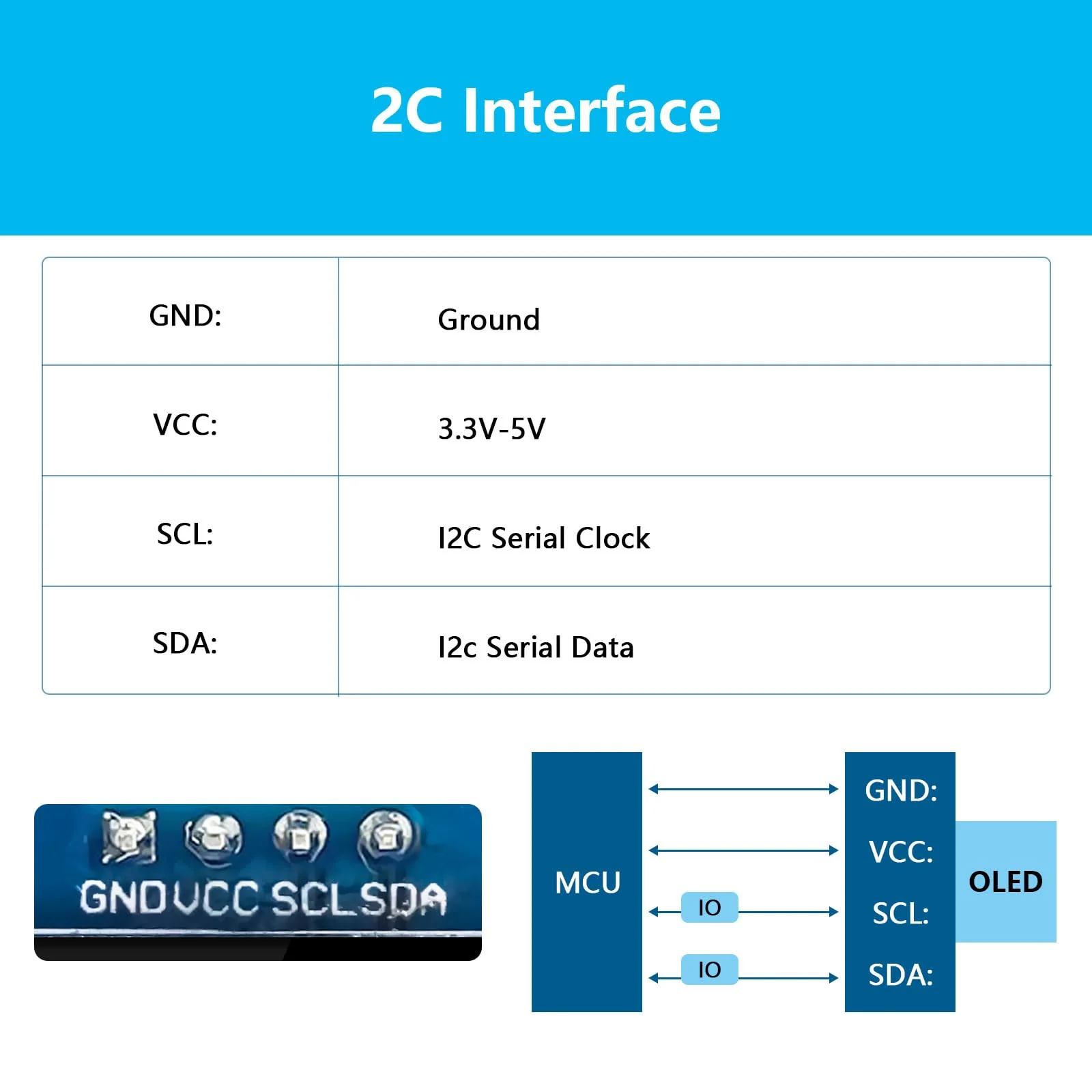 QIQIAZI 0.96 Inch OLED Display I2C Module, 3 Pieces I2C Display Module 128 x 64 Pixel I2C Screen Display Module Compatible with Arduino and Raspberry Pi (Blue) - Image 8