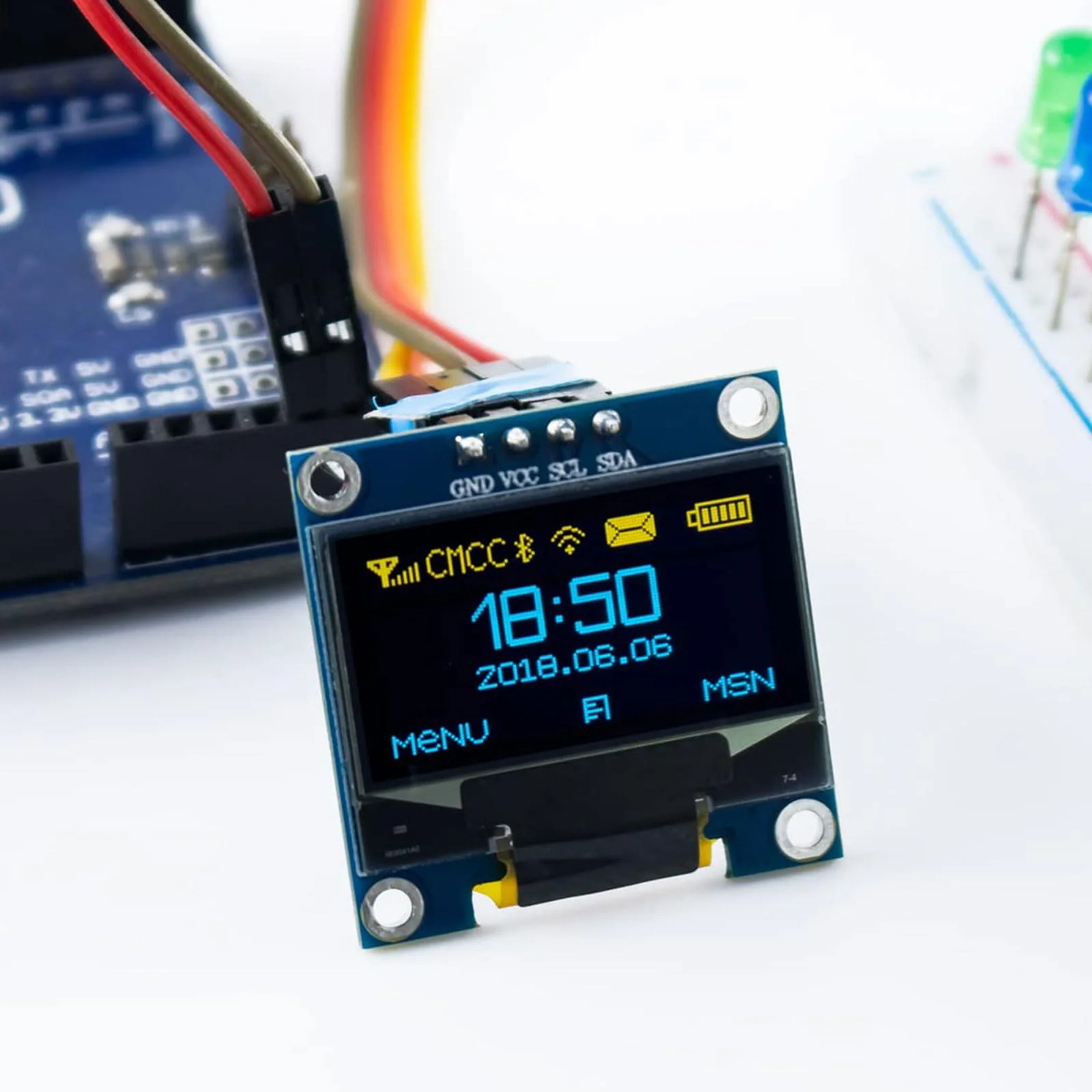 QIQIAZI 0.96 Inch OLED Display I2C Module, 5 Pieces I2C Display Module 128 x 64 Pixel I2C Screen Display Module Compatible with Arduino and Raspberry Pi (Yellow/Blue) - Image 9