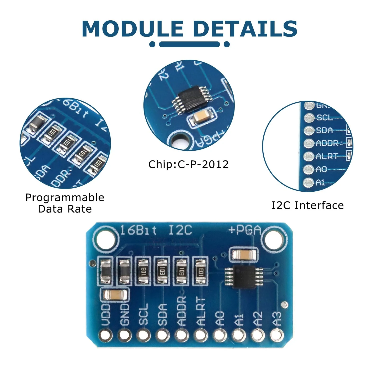 QIQIAZI 5 Pieces 16-bit 4-Channel ADC for Analog to Digital Converter Arduino Compatible Development Board Module Analog to Digital Converter - Image 4