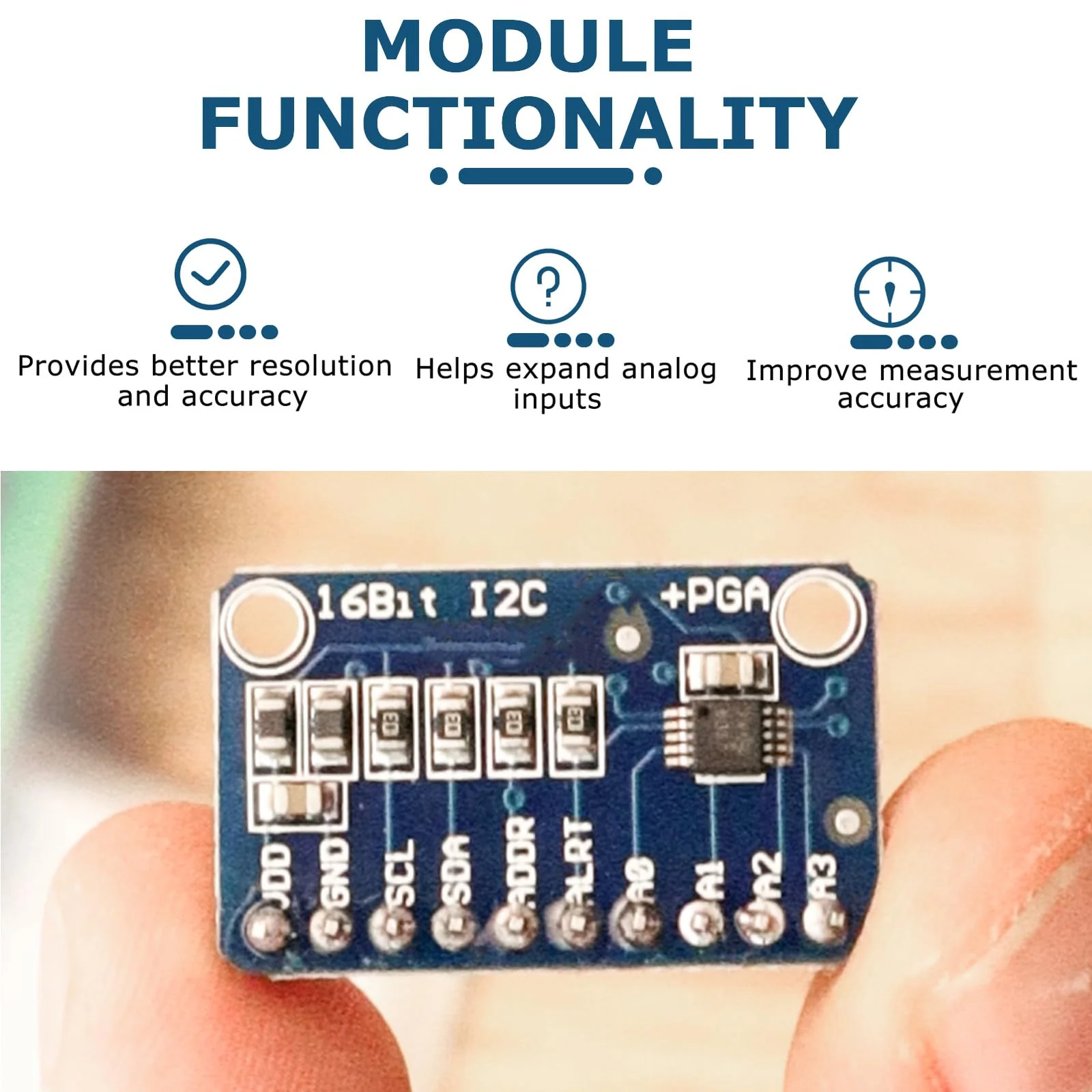 QIQIAZI 5 Pieces 16-bit 4-Channel ADC for Analog to Digital Converter Arduino Compatible Development Board Module Analog to Digital Converter - Image 5