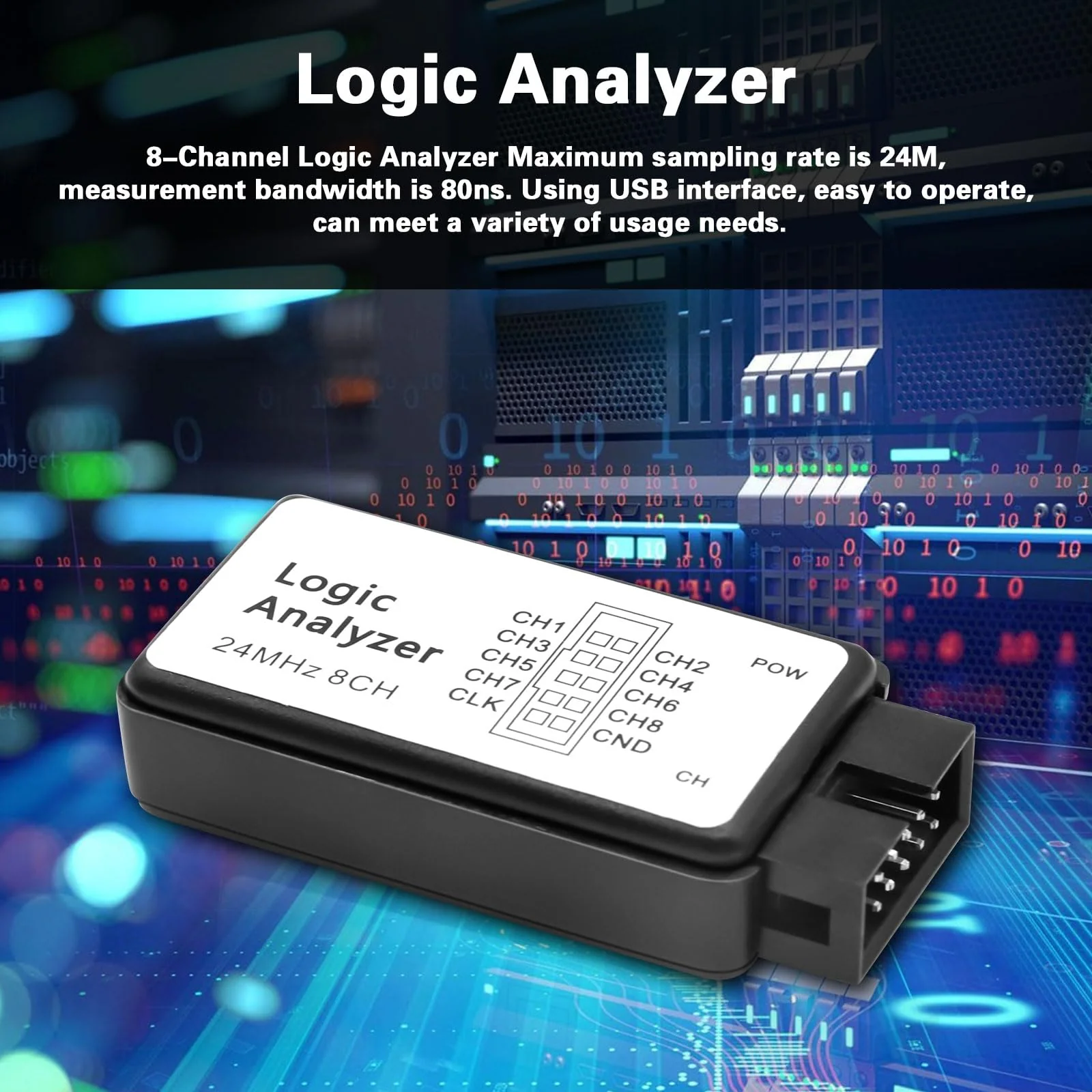 QIQIAZI USB Logic Analyzer 8 Channels 24MHz 5PF with USB Cable and Connection Cable Compatible with Arduino - Image 4