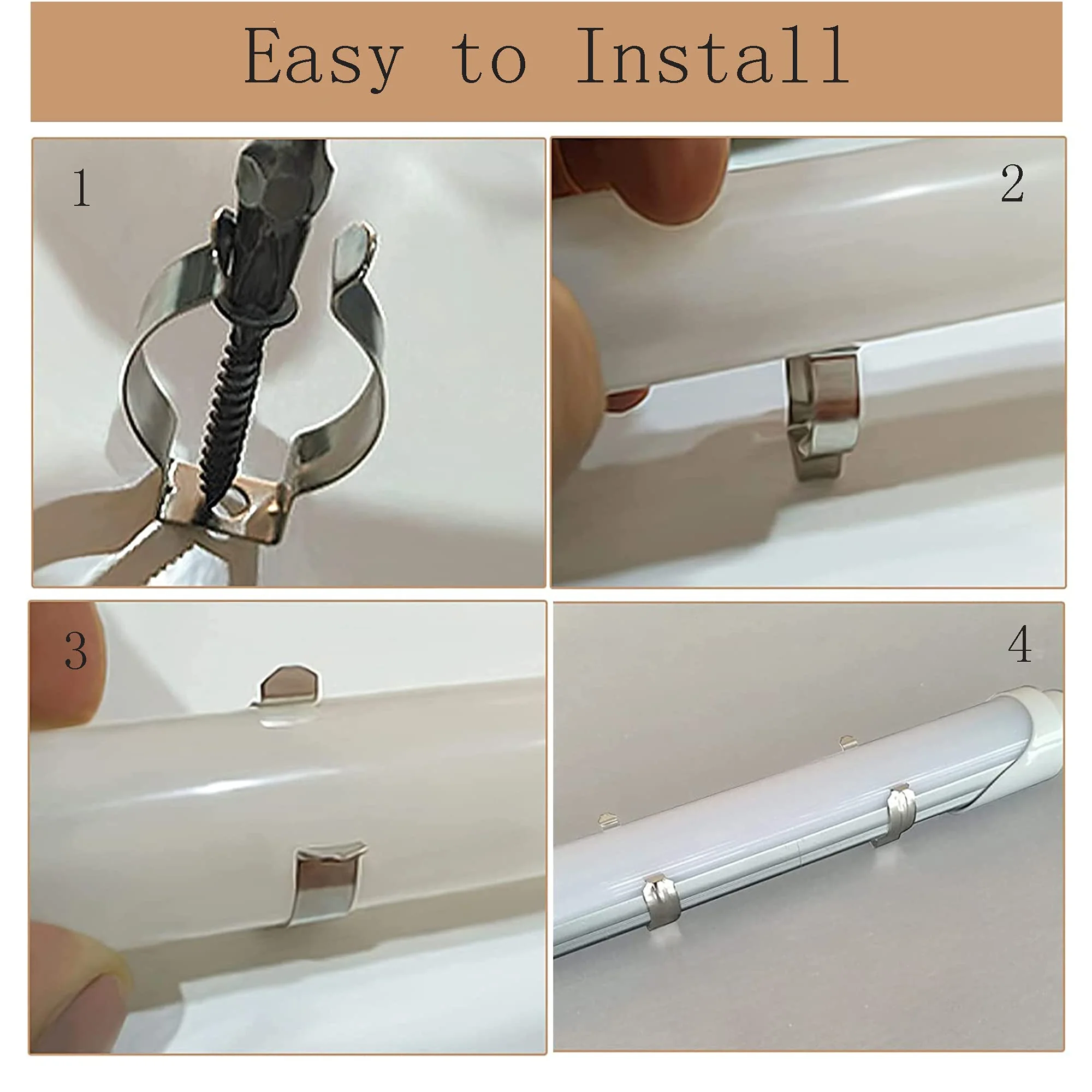 QIUMING Pack of 20 U-Clip Holder for Fluorescent Tube Holder LED Fluorescent Tube to Prevent Sag for LED Light Lamp Pipe Water Pipe Shed Garage Storage - Image 4