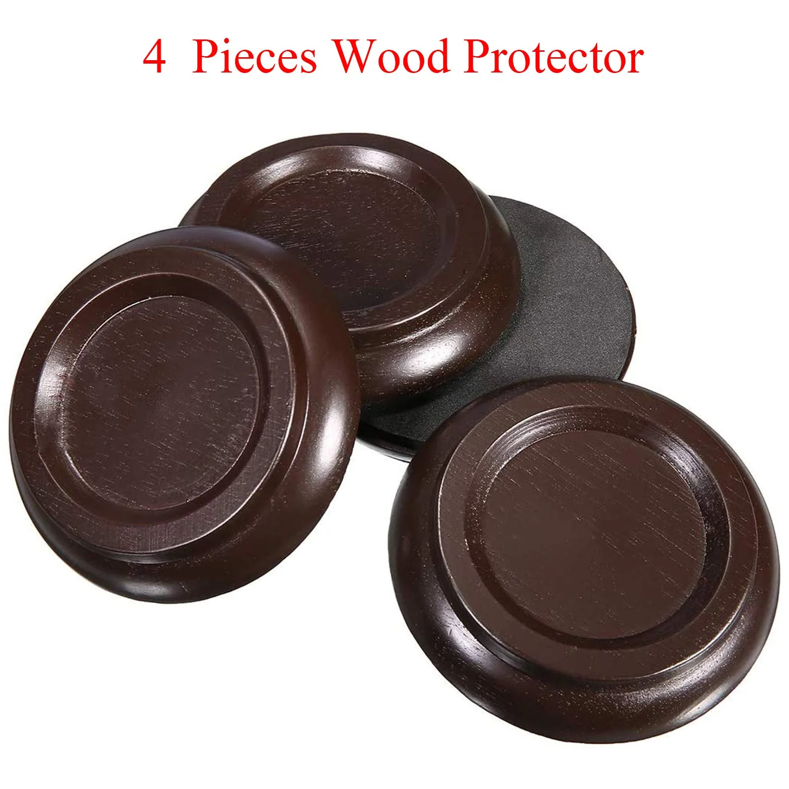QJFCare 4Pcs Piano Caster Cups Grand Upright Piano Wheels Feet Floor Protectors, Solid Wood Casters Cups Wood Sliders Caster Pads with Non-Slip & Anti-Noise Foam Set of 4, Brown - Image 2
