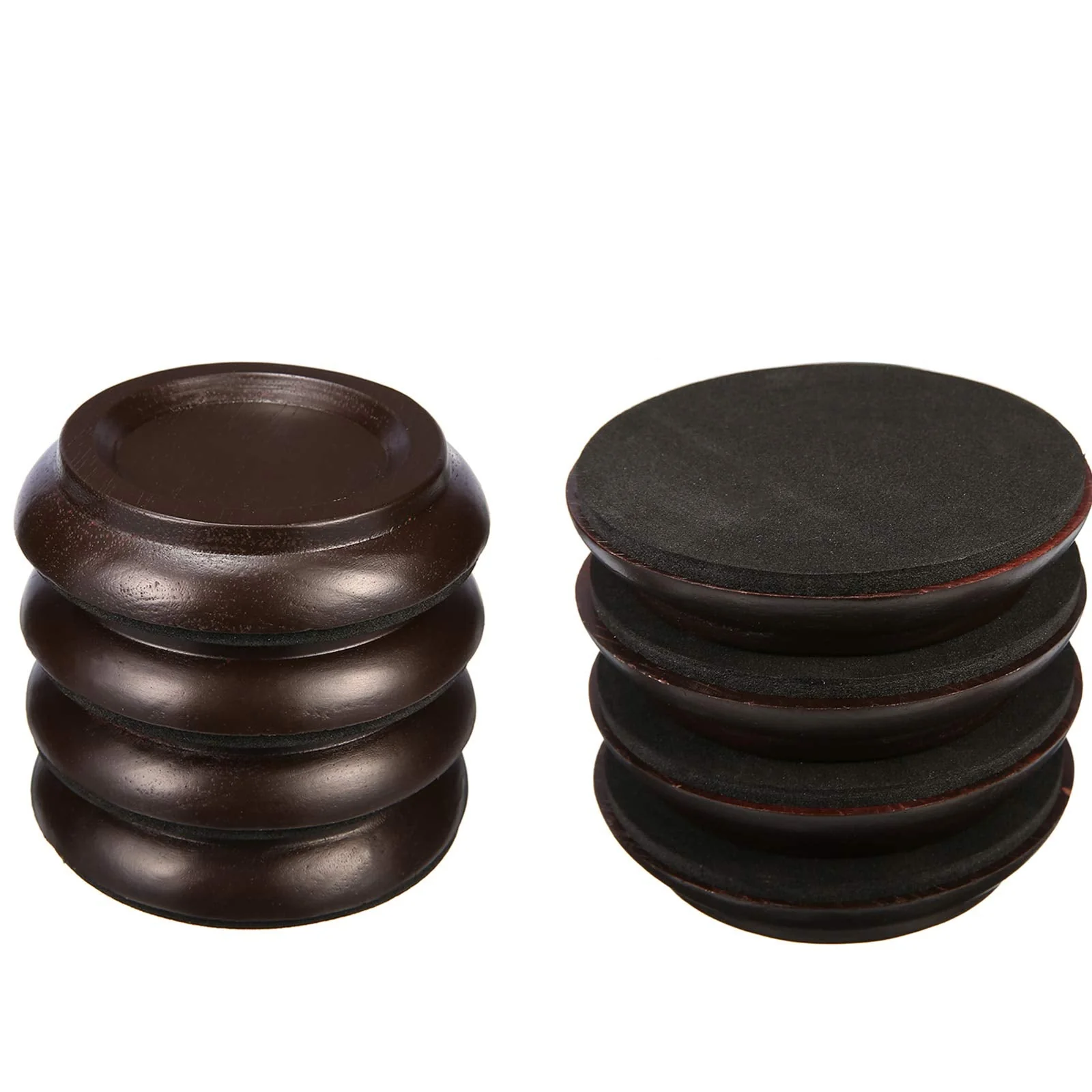QJFCare 4Pcs Piano Caster Cups Grand Upright Piano Wheels Feet Floor Protectors, Solid Wood Casters Cups Wood Sliders Caster Pads with Non-Slip & Anti-Noise Foam Set of 4, Brown - Image 6