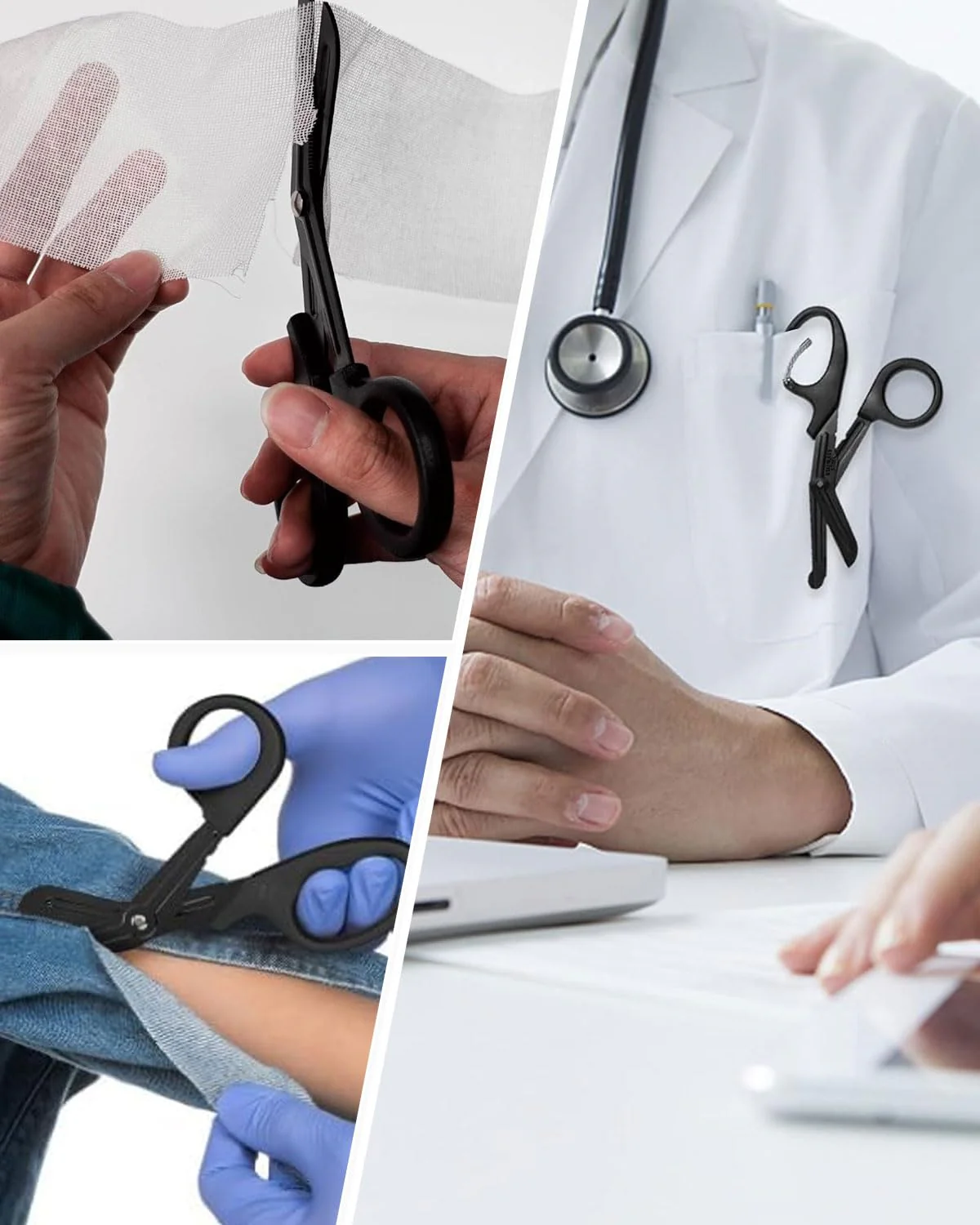 QLEUIFT Medical Bandage Scissors, Medical Scissors, EMT and Trauma Scissors, Stainless Steel Bandage Scissors, 15 cm, Bent Stealth for Nurses, Medical Students, Emergency Room, Black - Image 6