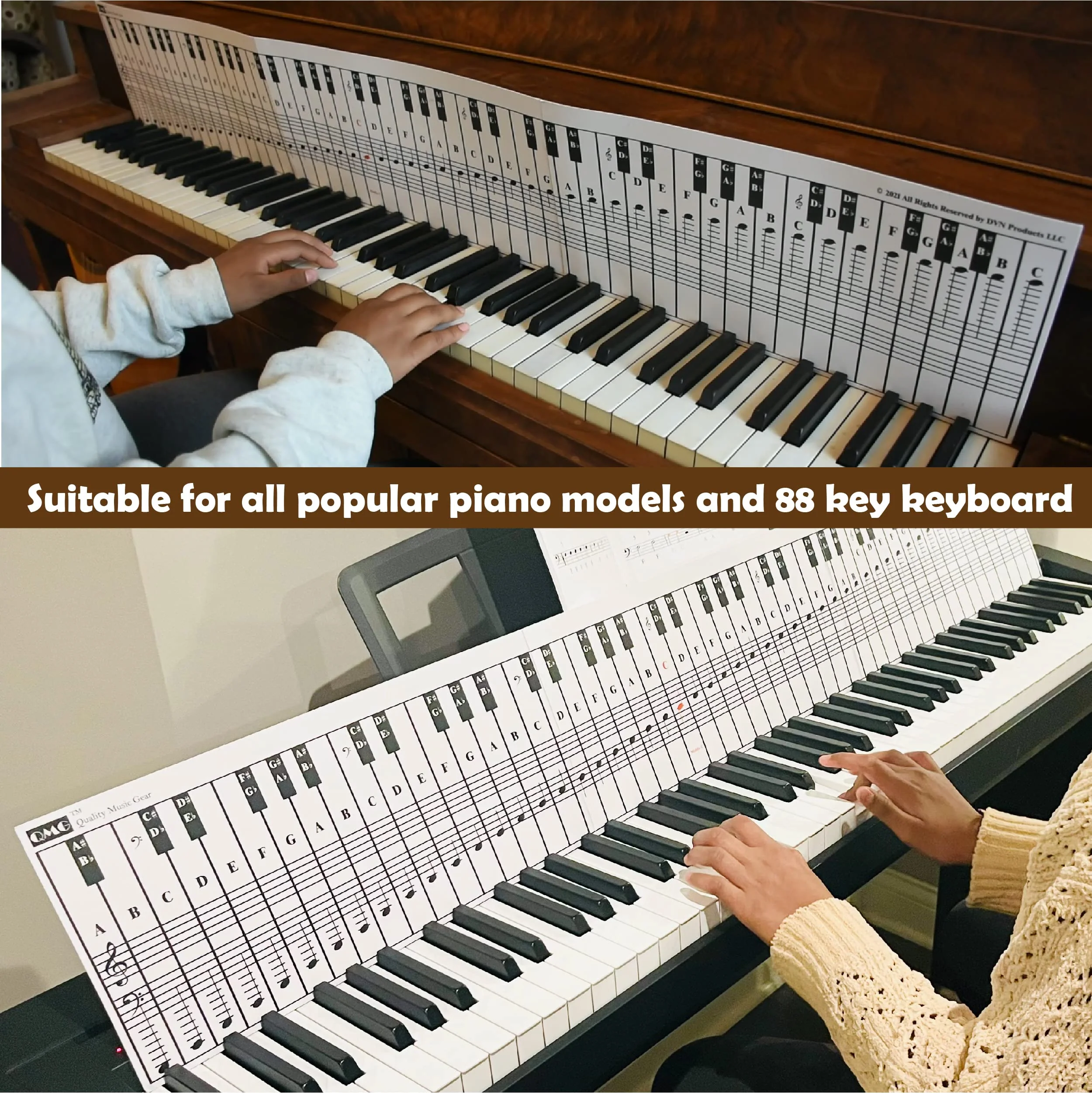 QMG Piano and Keyboard Note Chart for 88 Keys, Use Behind the Keys, Ideal Visual Tool for Beginners Learning Piano or Keyboard, Easy to Set Up - Image 2