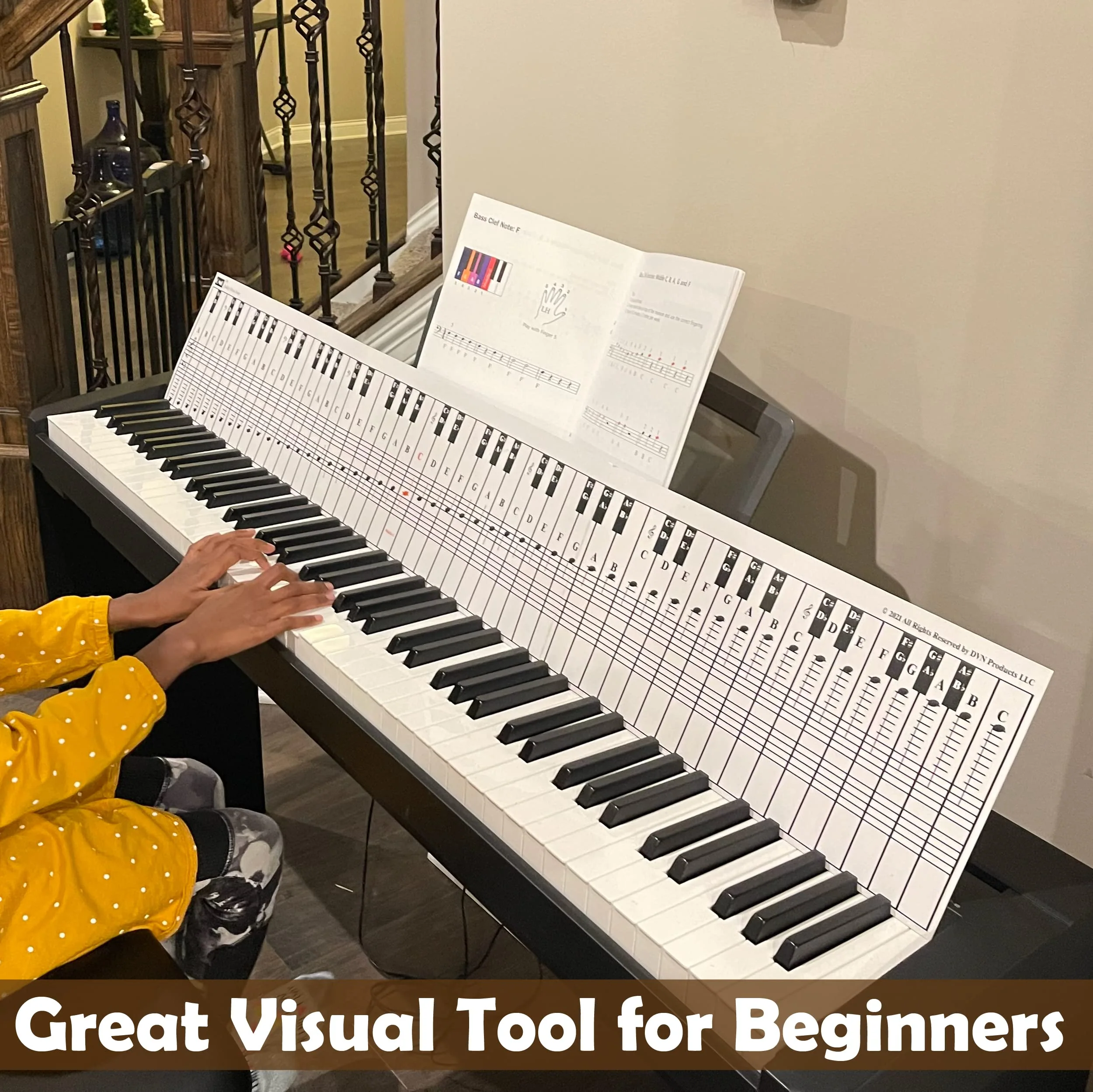QMG Piano and Keyboard Note Chart for 88 Keys, Use Behind the Keys, Ideal Visual Tool for Beginners Learning Piano or Keyboard, Easy to Set Up - Image 3