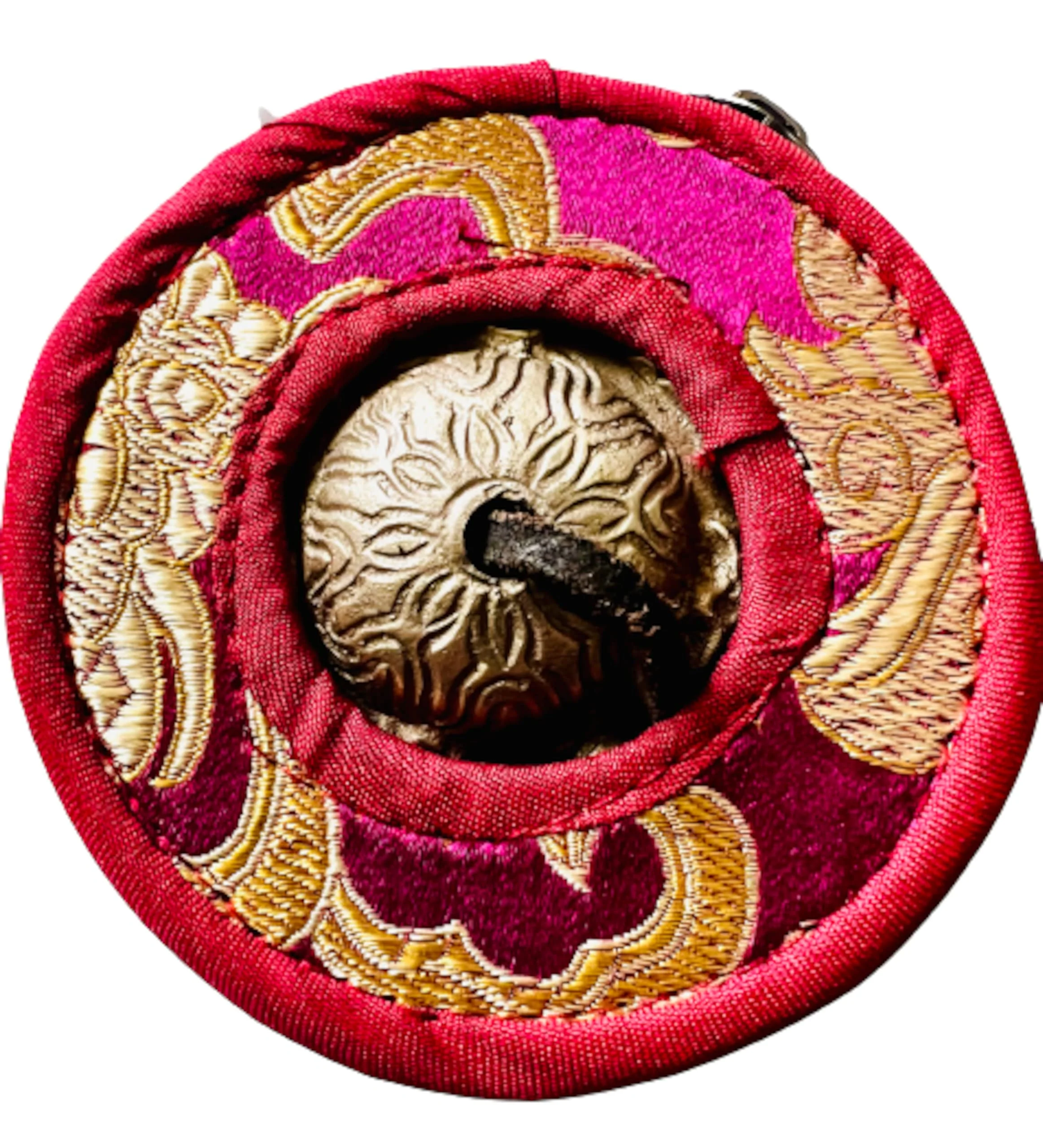 QT S Tibetan Handmade Yoga Meditation Om Tingsha Bell Chimes Cymbal Set, with Handmade Unique Bag (2.75 Inches Buddhist Tingsha, Om Mani Padme Hum Mantra) Made in Buddha Born Country Nepal (Maroon) Maroon - Image 3