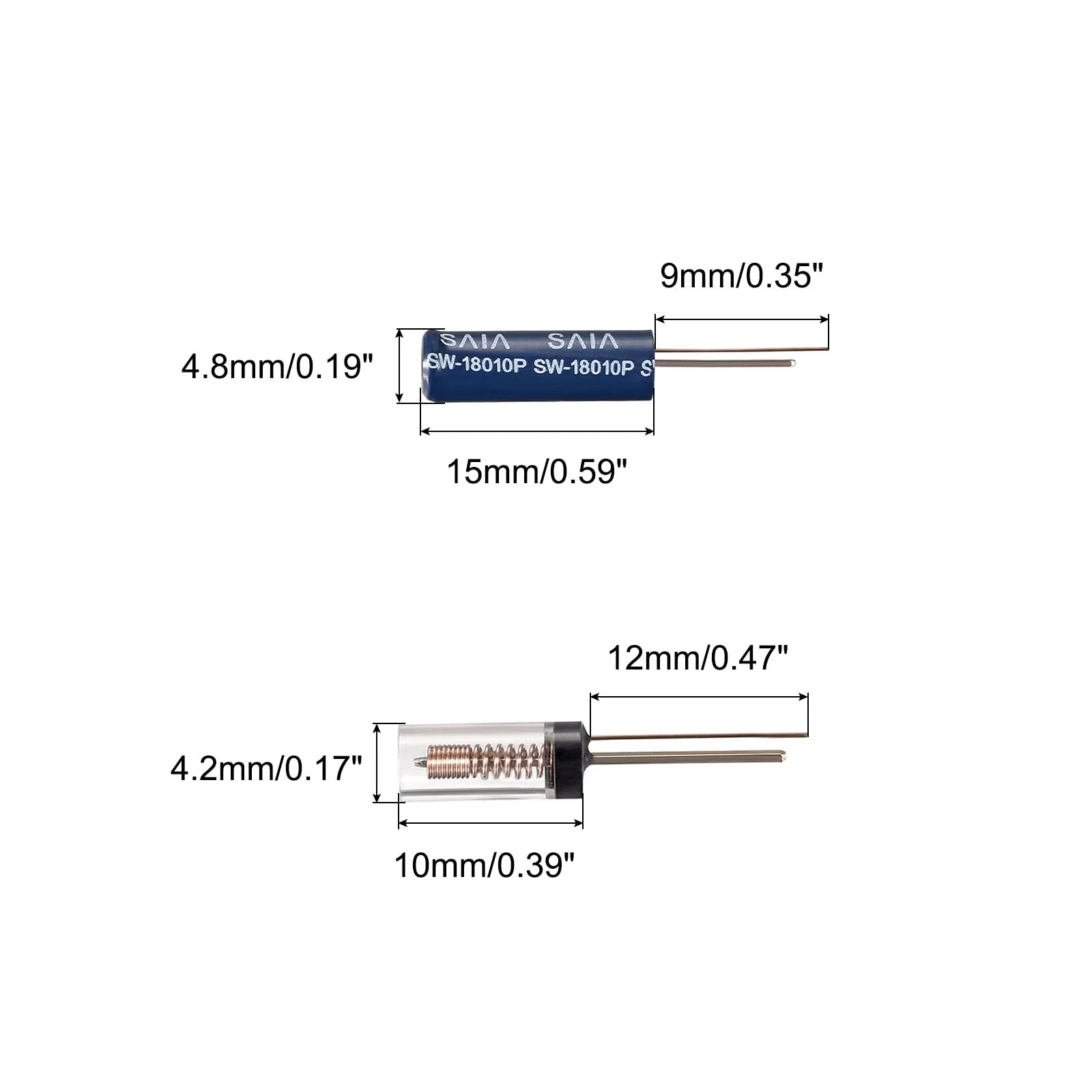 QUARKZMAN 10 Set SW-18030 SW-18010P Vibration Switch 5mA Spring Electronic Sensor Switch Clear Blue - Image 2