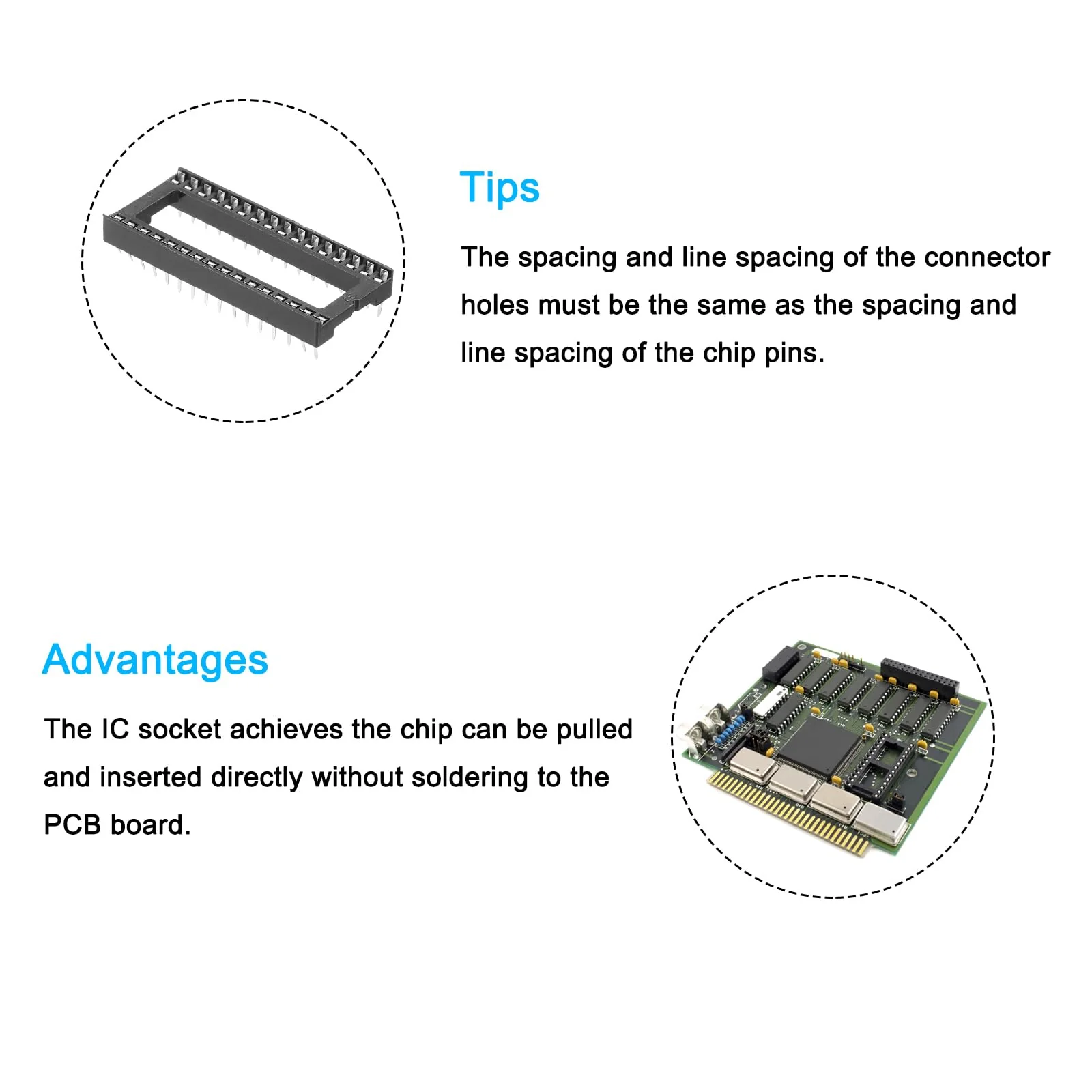 QUARKZMAN 12pcs DIP IC Chip Socket Adapter 2.54mm Pitch 32 Pin Gate Soldering Flat Circuit Chip - Image 4