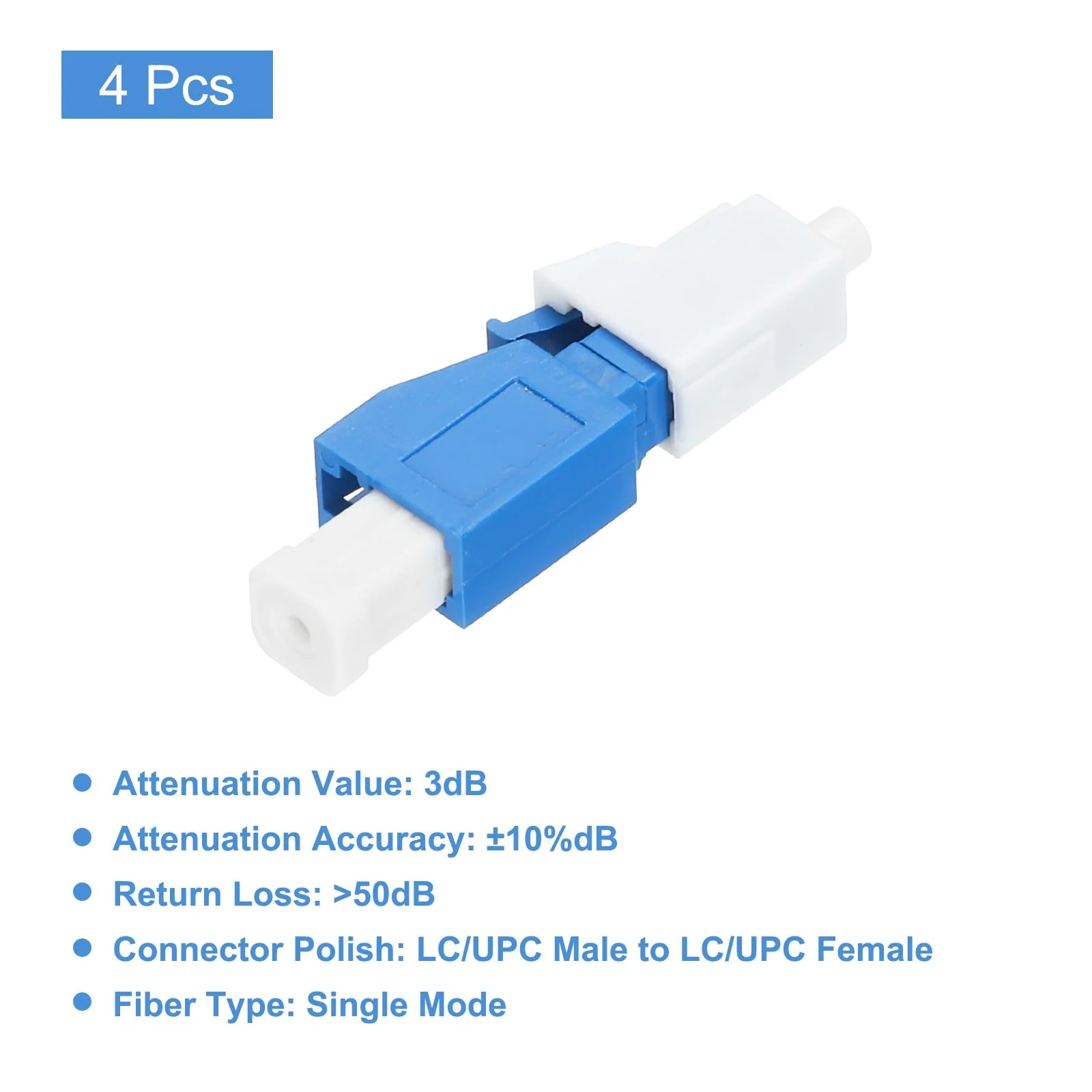 QUARKZMAN 3dB LC Fiber Optic Damper, LC/UPC SM Single Mode Solid Glass Fiber Damper Male to Female for Fiber Optic Transfer Pack of 4 3 dB - Image 3