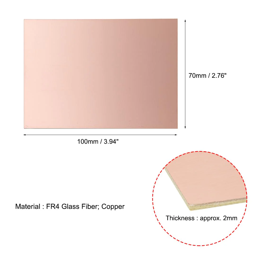 QUARKZMAN 5 Pieces 100 x 70 mm Double-Sided Copper Laminate PCB Circuit Board FR4 2 mm Thick Craft Prototyping Circuit Board - Image 3