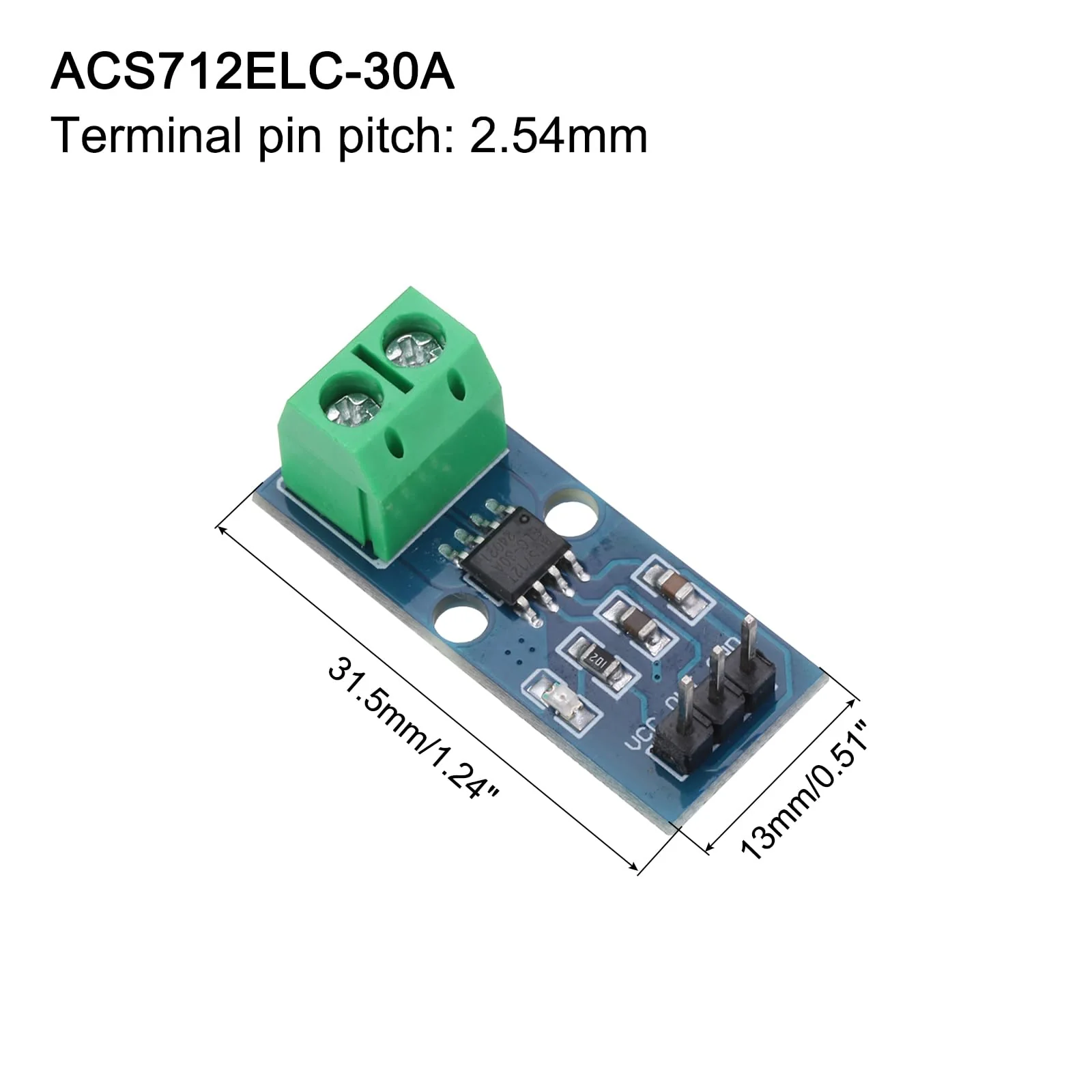 QUARKZMAN ACS712 Current Sensor Module 30A Range Hall Effect Current Sensor Current Measurement AC/DC for Current Detection Pack of 5 - Image 2
