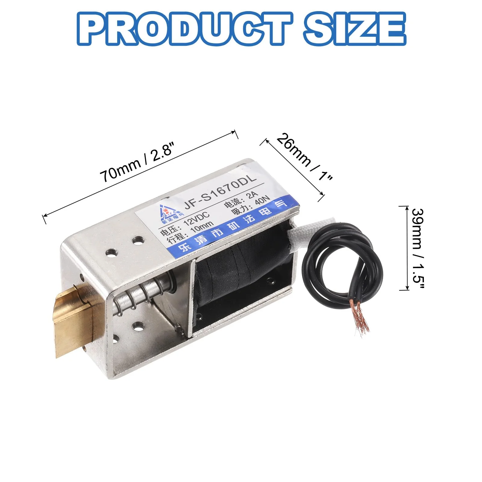 QUARKZMAN DC 12V 2A Solenoid Electromagnet Push Type 40N 10 mm Hub Electromagnetic Actuator Open Frame Linear Motion JF-S1670DL Magnet Electromagnet - Image 2