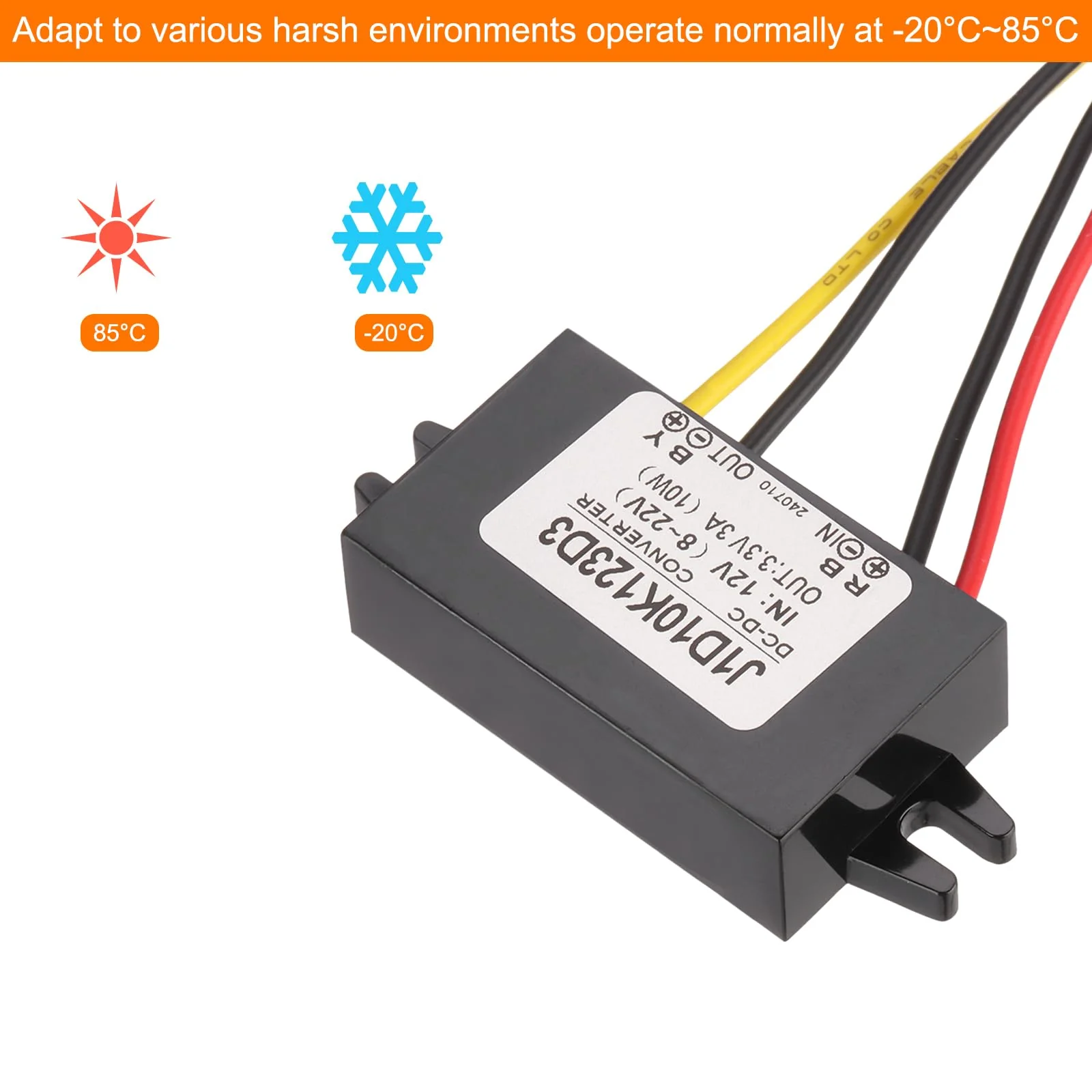 QUARKZMAN DC 12V to DC 3.3V Voltage Converter 3A 10W Step Down Converter Voltage Reducer IP67 Waterproof Transformer Power Supply Module Power Adapter for Car Truck Solar System - Image 4