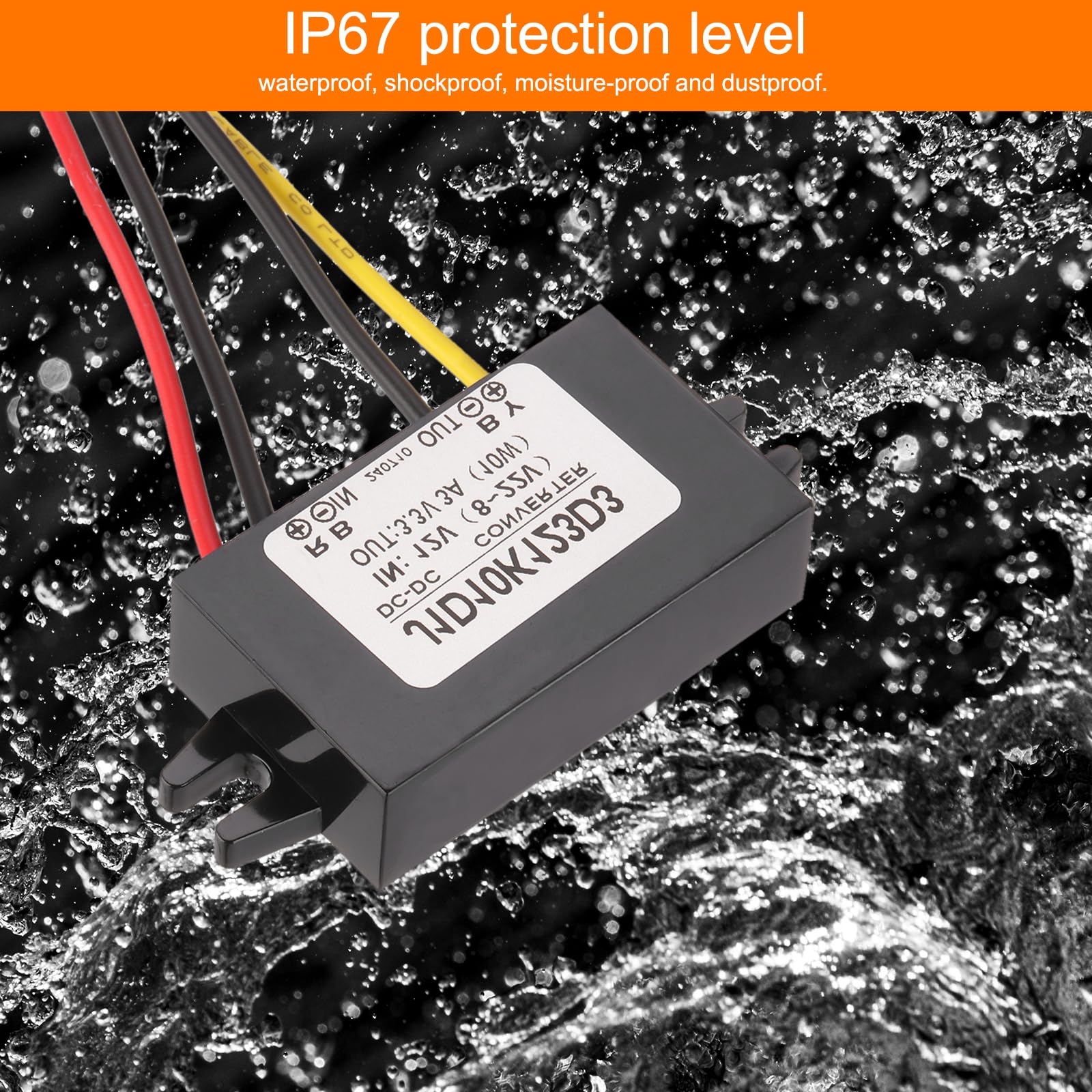 QUARKZMAN DC 12V to DC 3.3V Voltage Converter 3A 10W Step Down Converter Voltage Reducer IP67 Waterproof Transformer Power Supply Module Power Adapter for Car Truck Solar System - Image 5