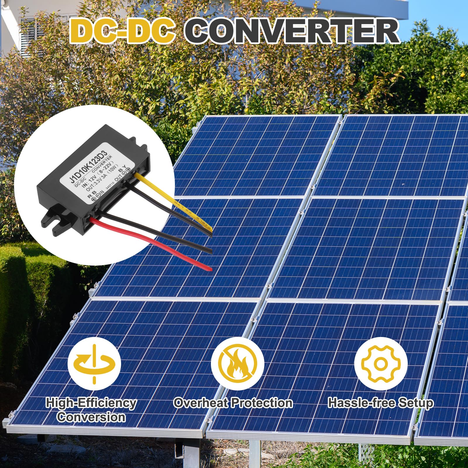 QUARKZMAN DC 12V to DC 3.3V Voltage Converter 3A 10W Step Down Converter Voltage Reducer IP67 Waterproof Transformer Power Supply Module Power Adapter for Car Truck Solar System - Image 8