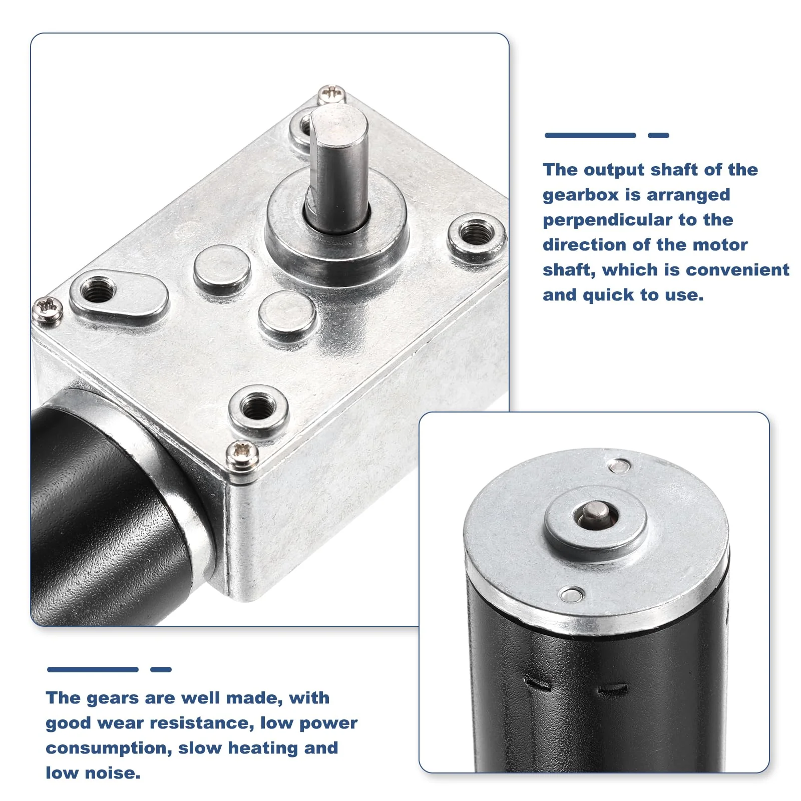 QUARKZMAN DC 24 V 200 rpm Reversible Worm Gear Motor Reducing Motor 8 mm D-Shape Shaft High Torque Gear Housing Reduction Electric Motor for Sweepers, Printers, Ovens - Image 3