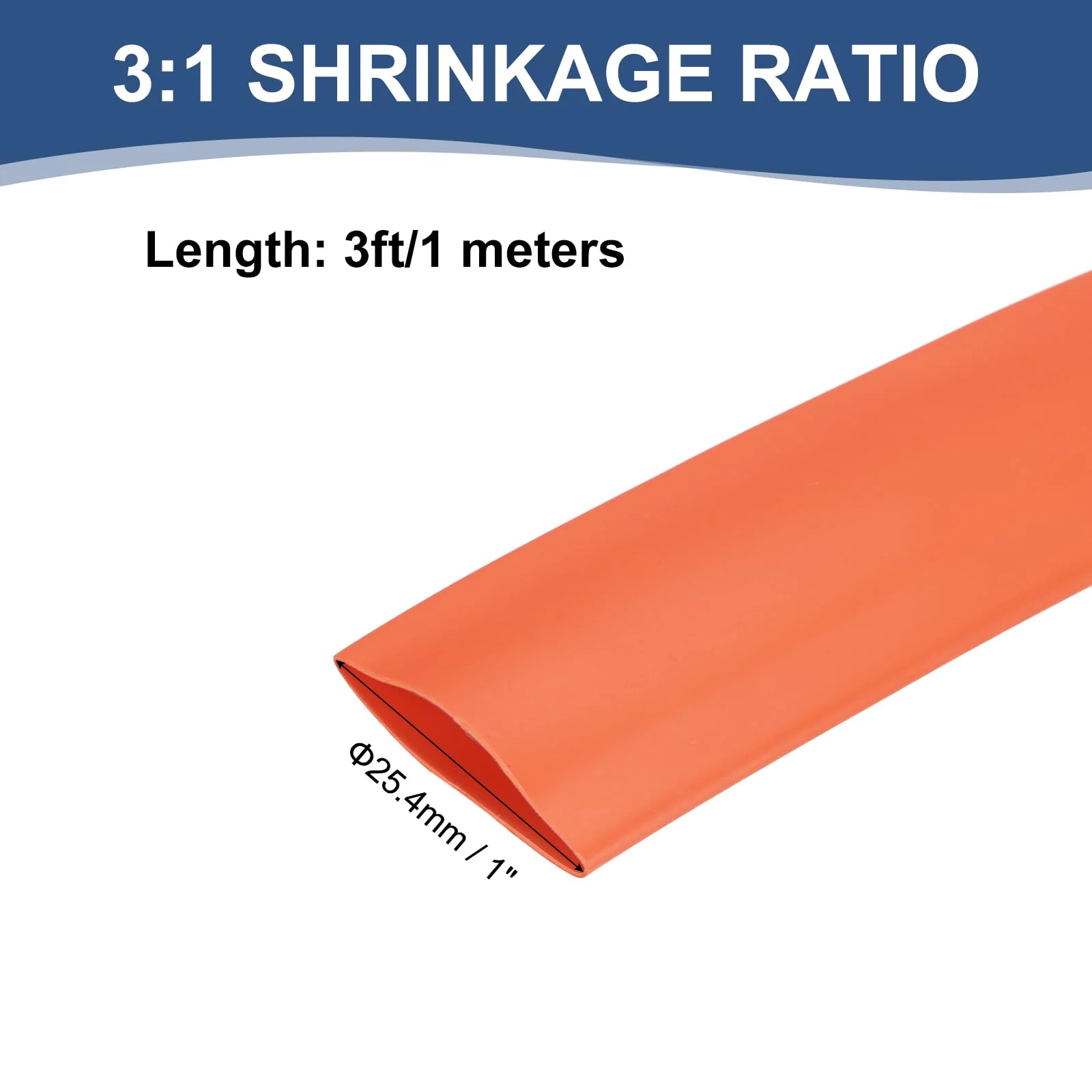 QUARKZMAN Diameter 25.4 mm Double Wall Heat Shrink Tube with Adhesive, 3:1 Shrink Ratio PE Industrial Heat Shrink Tubing, Waterproof Cable Protection, Heat Shrink Tubing, 1 m Length, Orange 25.4mmx1m - Image 2