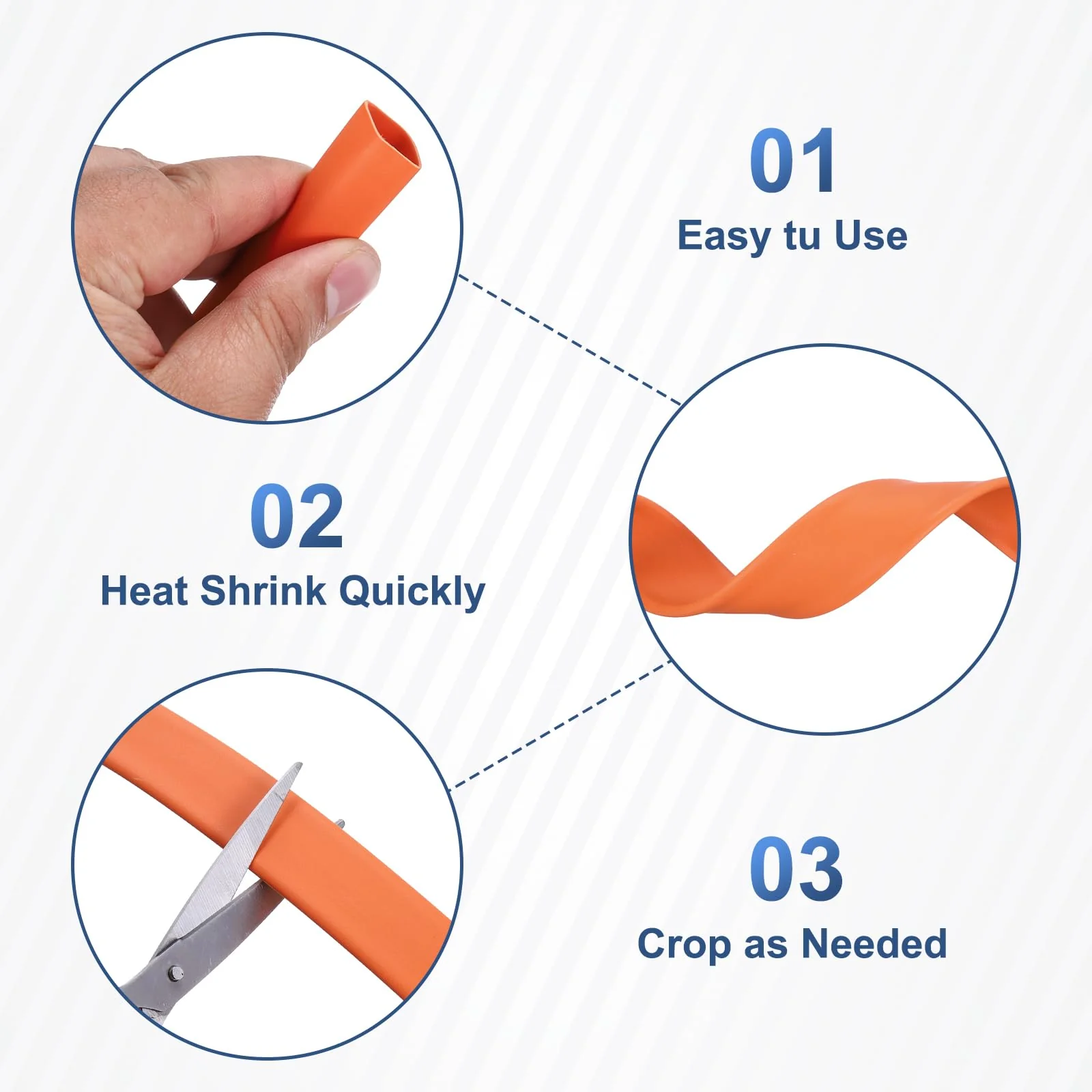 QUARKZMAN Diameter 25.4 mm Double Wall Heat Shrink Tube with Adhesive, 3:1 Shrink Ratio PE Industrial Heat Shrink Tubing, Waterproof Cable Protection, Heat Shrink Tubing, 1 m Length, Orange 25.4mmx1m - Image 3
