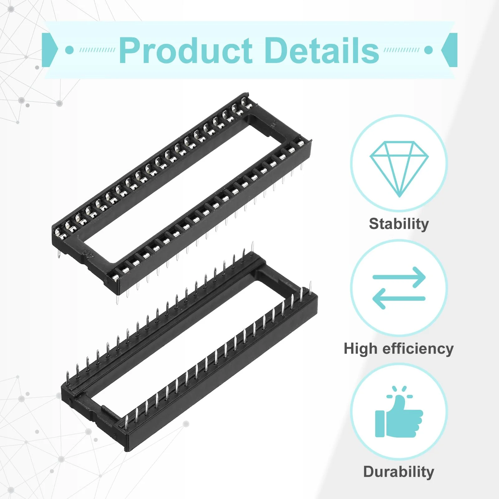 QUARKZMAN DIP IC Chip Socket Adapter 40 Pin IC Assortment Kit 2.54 mm / 0.1 Inch Pitch for Breadboard Project, PCB Board Design Pack of 10 - Image 4