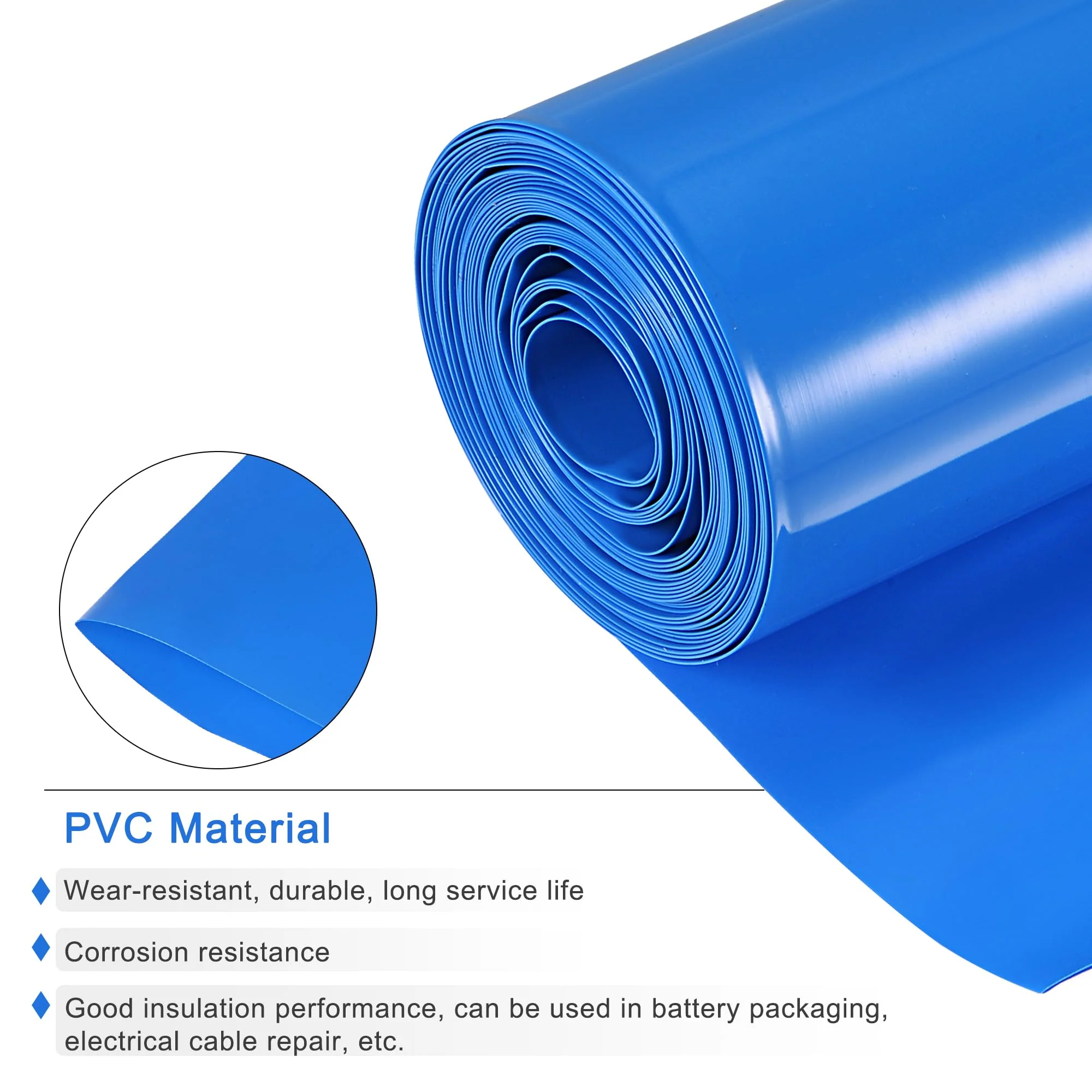 QUARKZMAN Heat Shrink Tube Roll, Battery Sheathing, PVC Battery Heat Shrink Tubing, 160 mm x 250 mm x 5.5 m (Diameter x Flat Width x Total Length), Good Insulation for Battery Packs, Blue 160mmx250mmx5.5m - Image 3