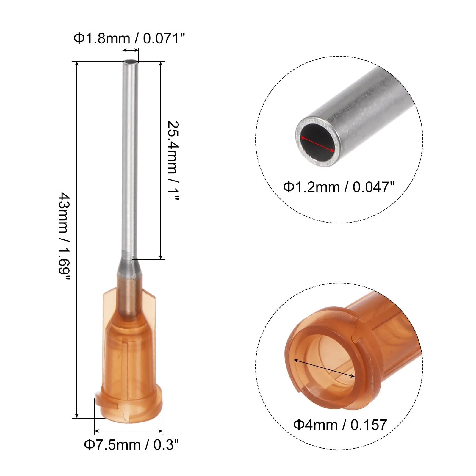 QUARKZMAN Industrial Blunt Tip Cannula 15G 1 Inch Length with Luer Lock Screw Connection, Dispensing Cannula for Liquid Glue Gun, 40 Pieces (Amber) - Image 2