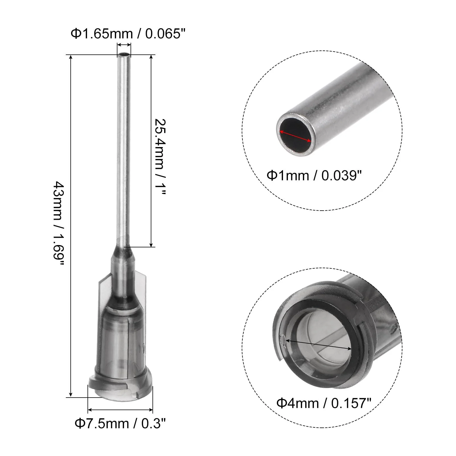QUARKZMAN Industrial Blunt Tip Cannula 16G 1 Inch Length with Luer Lock Screw Connection, Dispensing Cannula for Liquid Glue Gun, 40 Pieces (Grey) - Image 2