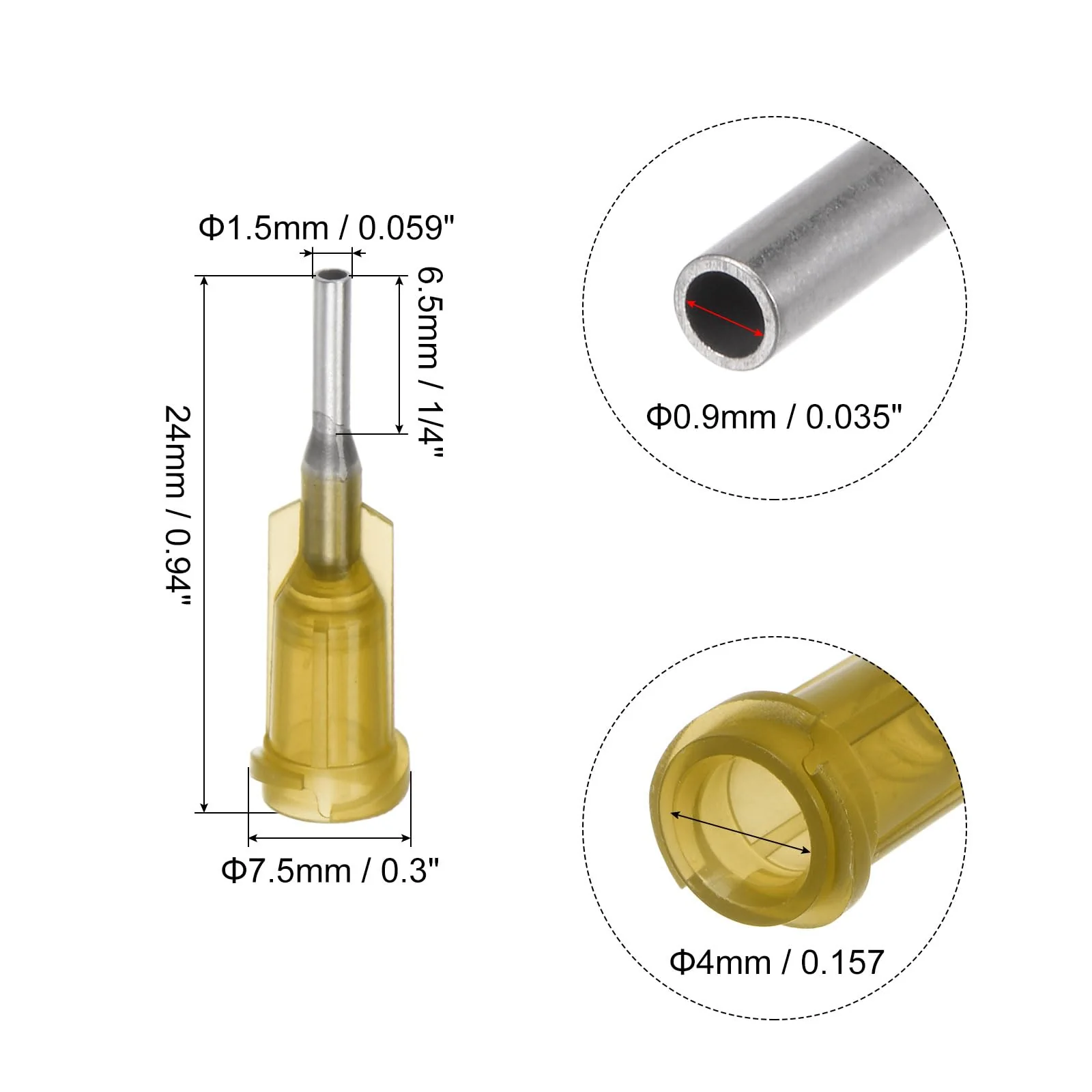 QUARKZMAN Industrial Blunt Tip Cannula 17G 1/4 Inch Length with Luer Lock Screw Connection, Dispensing Cannula for Liquid Glue Gun, Pack of 100 (Yellow) 17G 1/4" yellow - Image 2