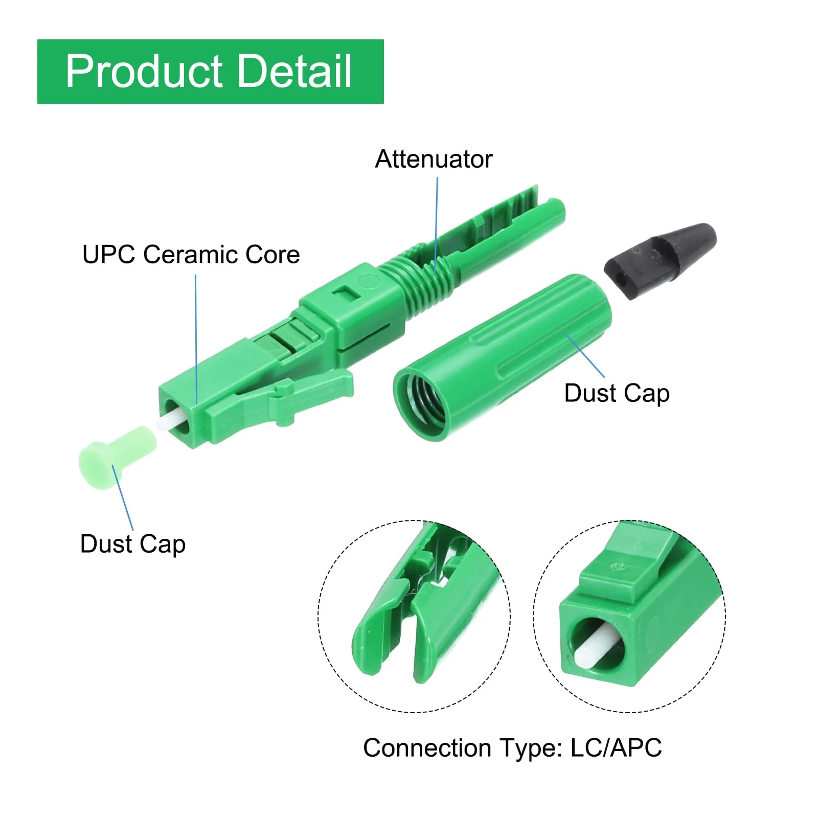 QUARKZMAN LC/APC Fiber Optic Quick Connectors Single Mode Fiber Cable Quick Connector LC Adapter for CATV Network Pack of 5 - Image 4