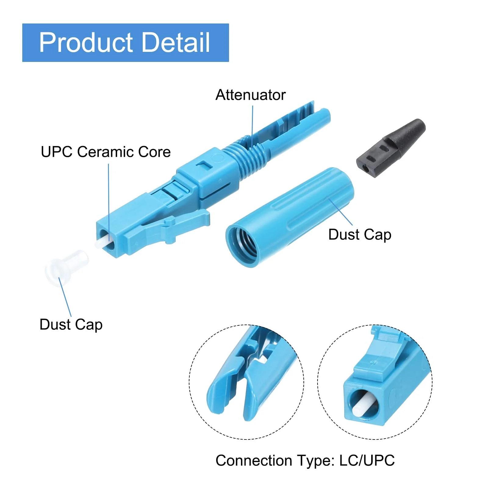 QUARKZMAN LC UPC Fiber Optic Quick Connector Single Mode Fiber Cable Quick Connector LC Adapter for CATV Network Pack of 5 - Image 4