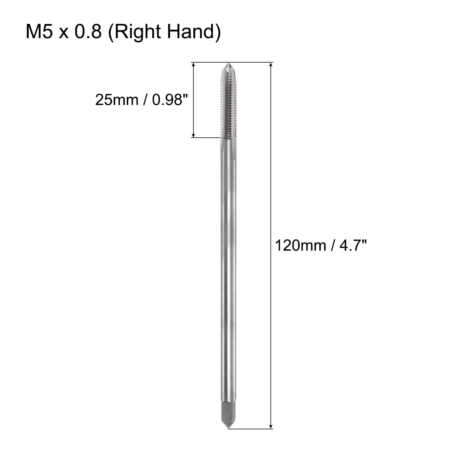 QUARKZMAN Metric Tap M5 x 0.8 H2 120 mm Extra Long Straight Flute Thread Cutting Machine Tap Thread Cutting Tool M5 x 0,8 x 120mm - Image 2