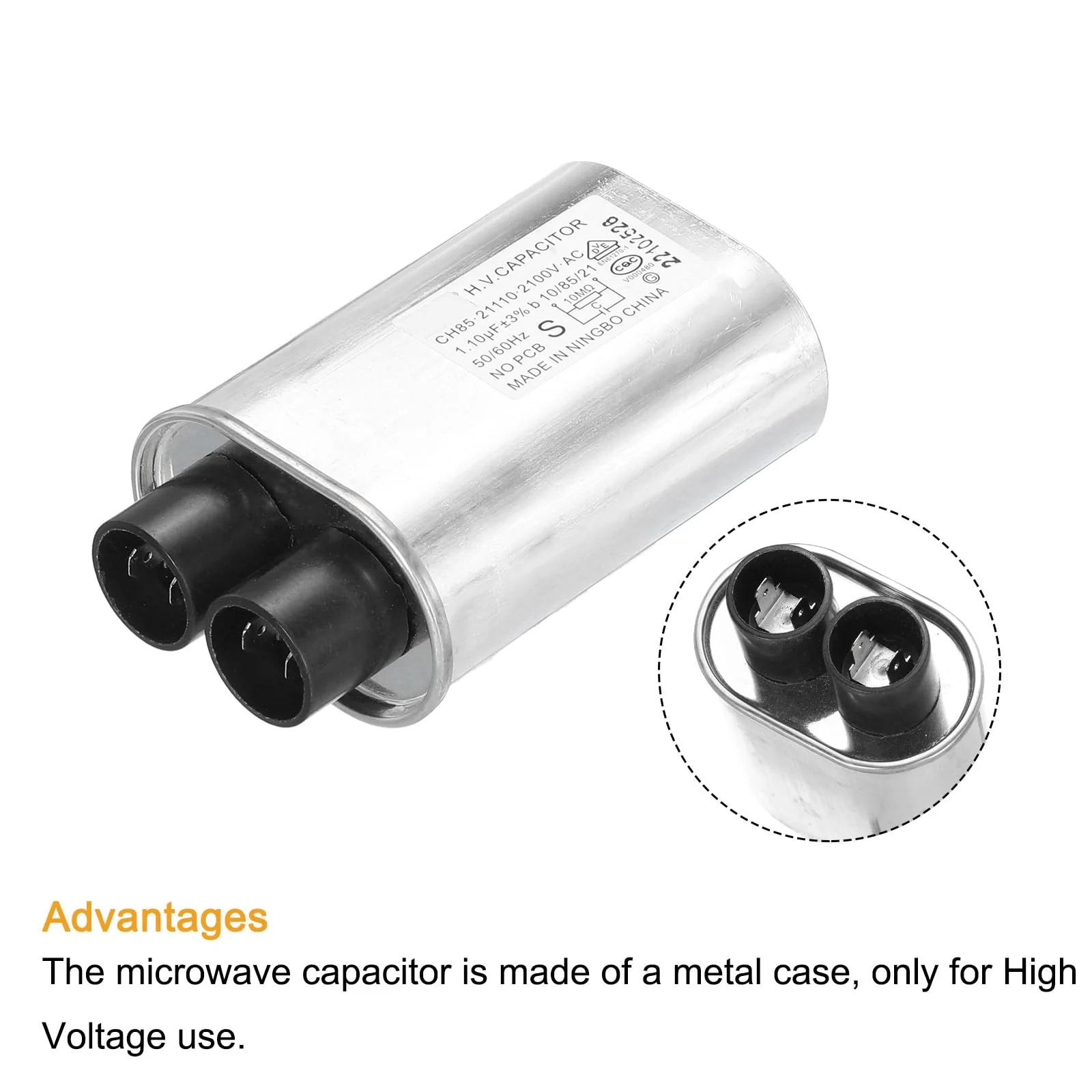 QUARKZMAN Microwave Condenser Replacement High Voltage Oven Capacitor 2100VAC 1.10uf - Image 4