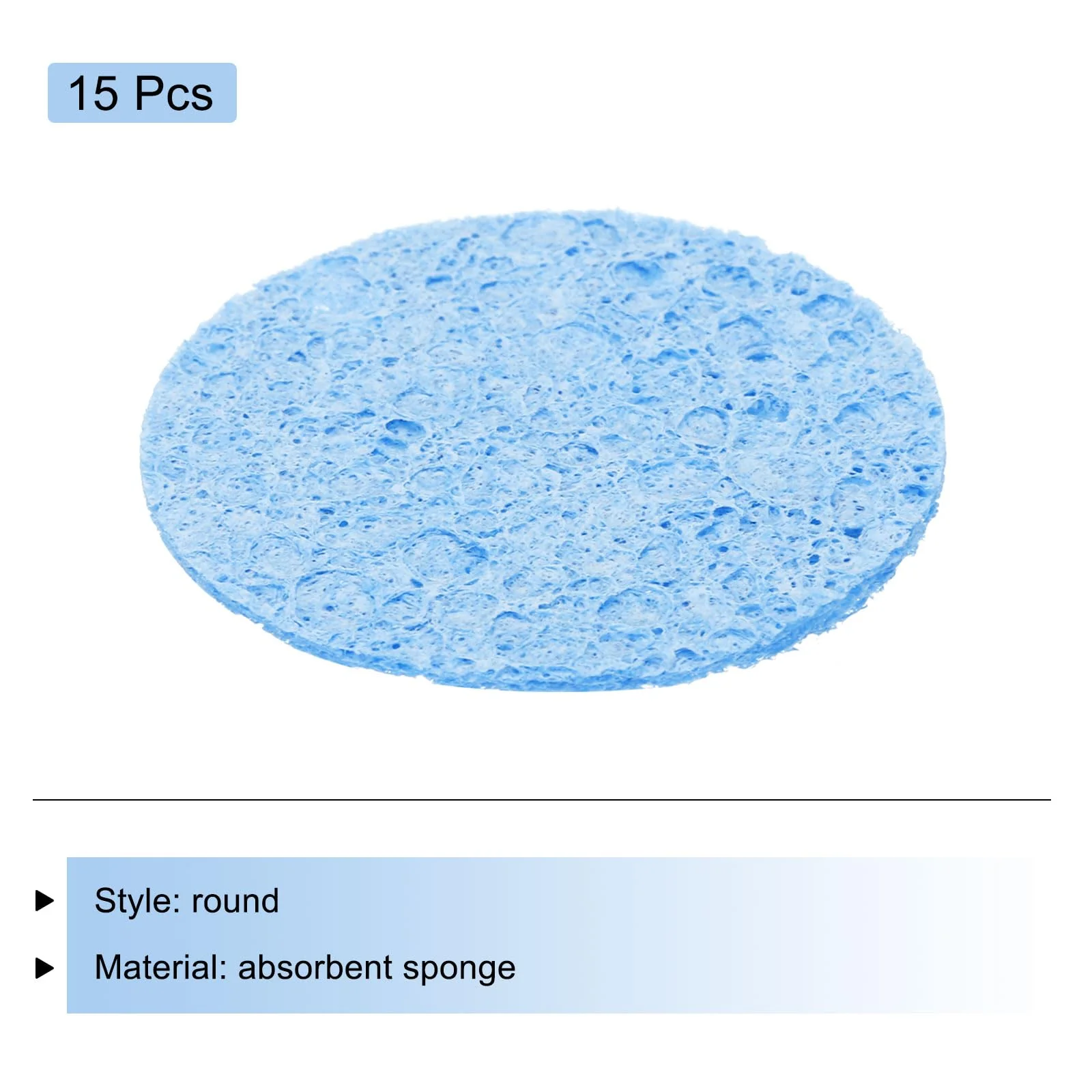QUARKZMAN Pack of 15 Soldering Sponge 5 cm Round Blue Cleaning Pads Replacement for Cleaning Soldering Iron 6mm - Image 3