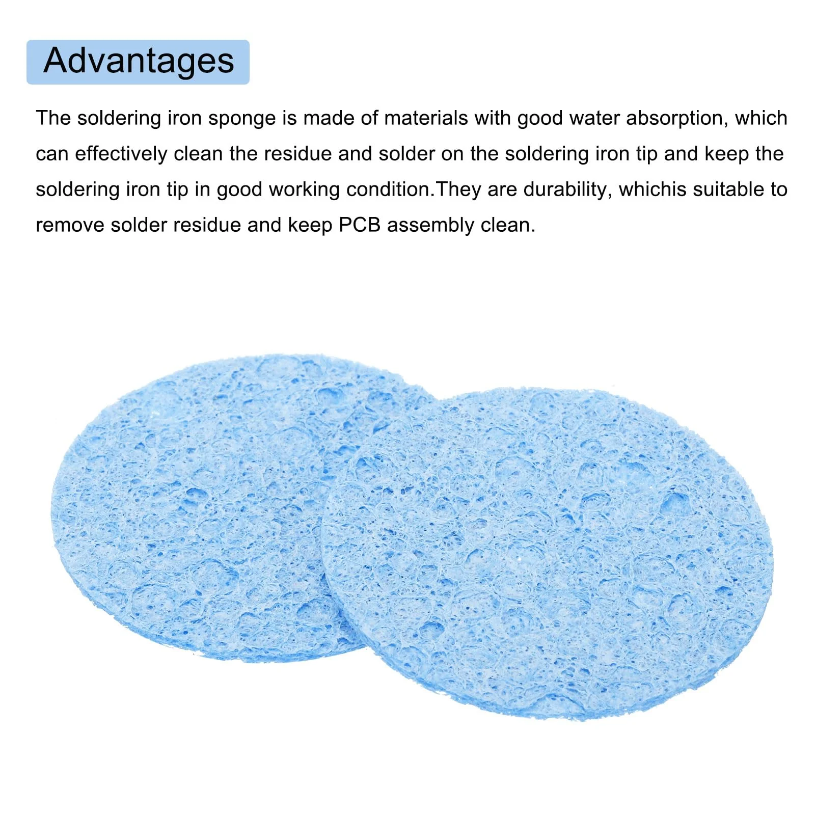 QUARKZMAN Pack of 15 Soldering Sponge 5 cm Round Blue Cleaning Pads Replacement for Cleaning Soldering Iron 6mm - Image 4
