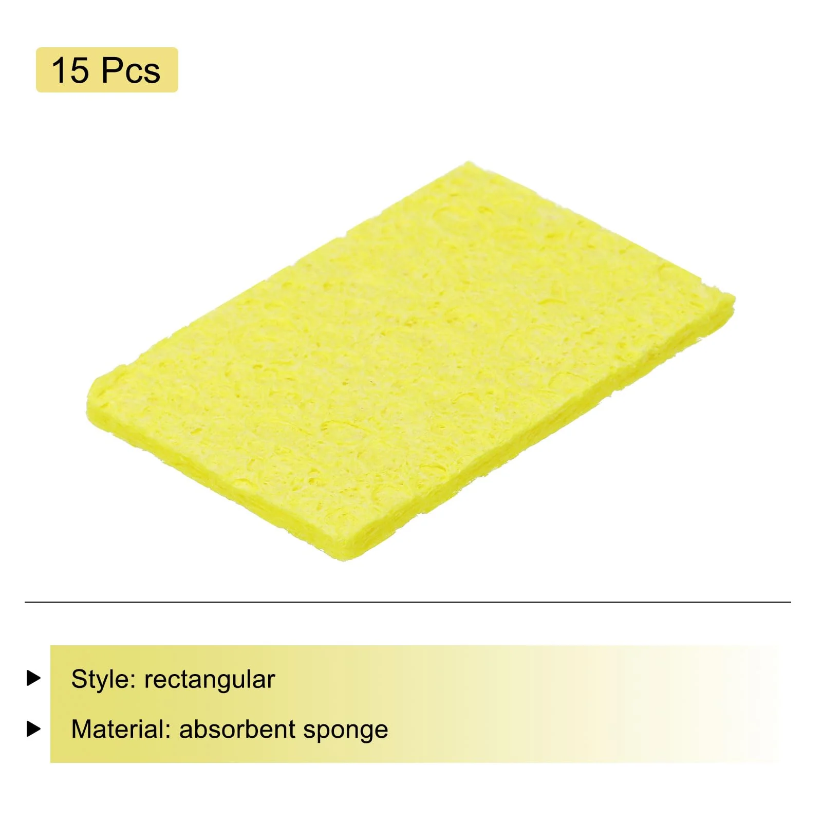 QUARKZMAN Pack of 15 Soldering Sponge 5 x 3.5 cm Rectangle Yellow Extra Thick Cleaning Pads Soldering Iron Replacement for Cleaning the Soldering Iron - Image 3
