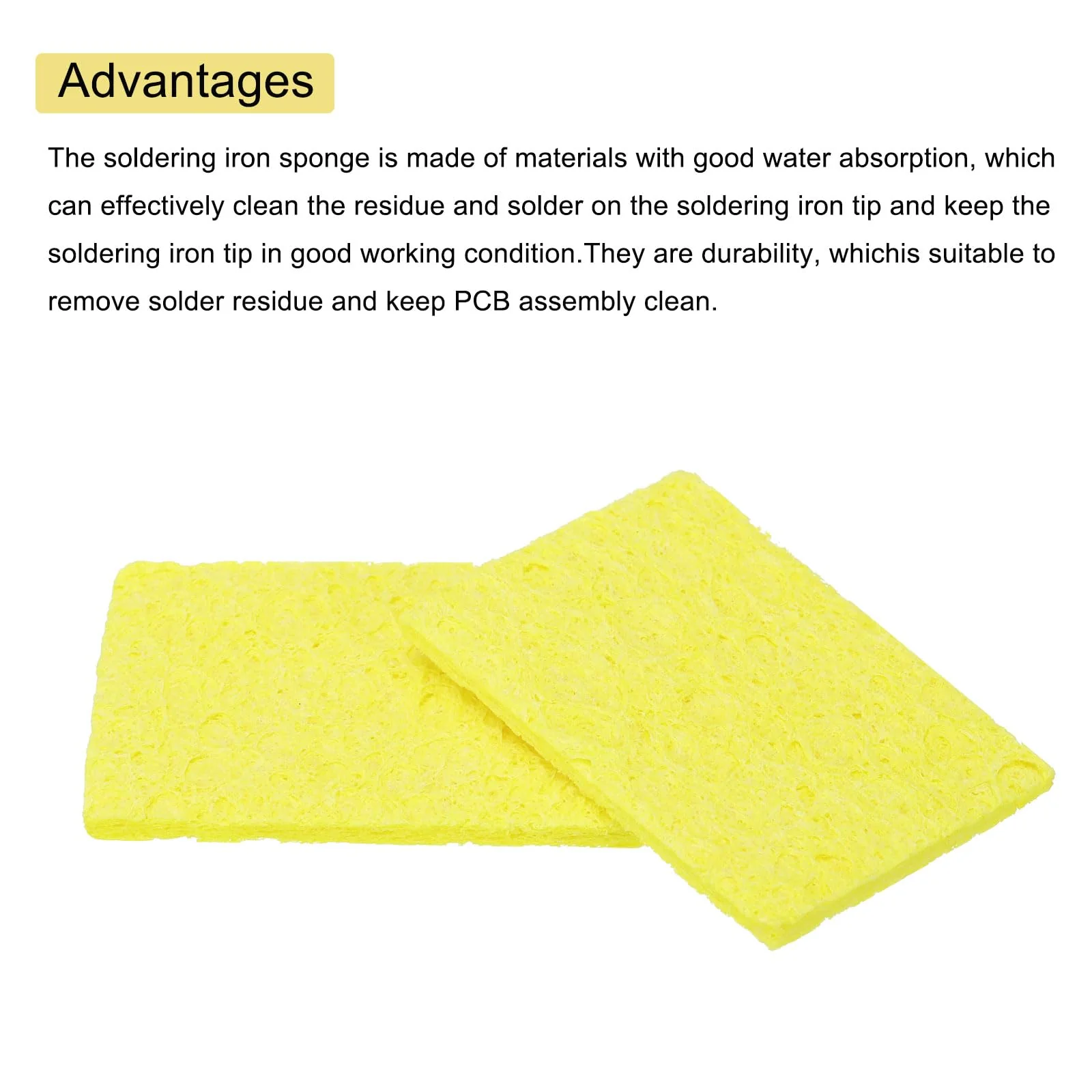 QUARKZMAN Pack of 15 Soldering Sponge 5 x 3.5 cm Rectangle Yellow Extra Thick Cleaning Pads Soldering Iron Replacement for Cleaning the Soldering Iron - Image 4