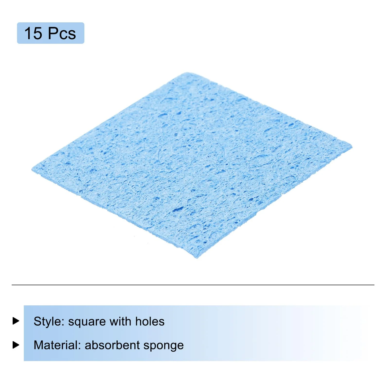 QUARKZMAN Pack of 15 Soldering Sponge 6 x 6 cm Square with Holes Blue Cleaning Pads Soldering Tip Replacement for Cleaning the Soldering Iron 6mm - Image 3