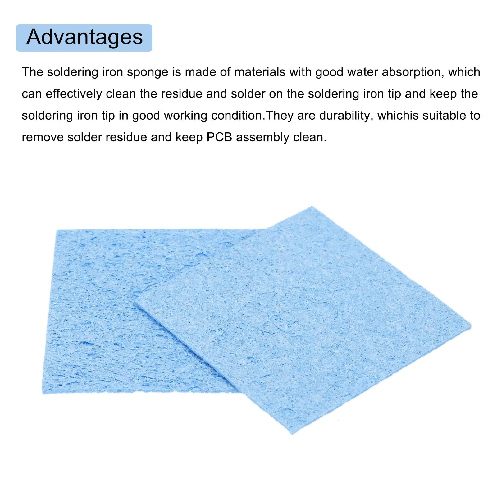 QUARKZMAN Pack of 15 Soldering Sponge 6 x 6 cm Square with Holes Blue Cleaning Pads Soldering Tip Replacement for Cleaning the Soldering Iron 6mm - Image 4