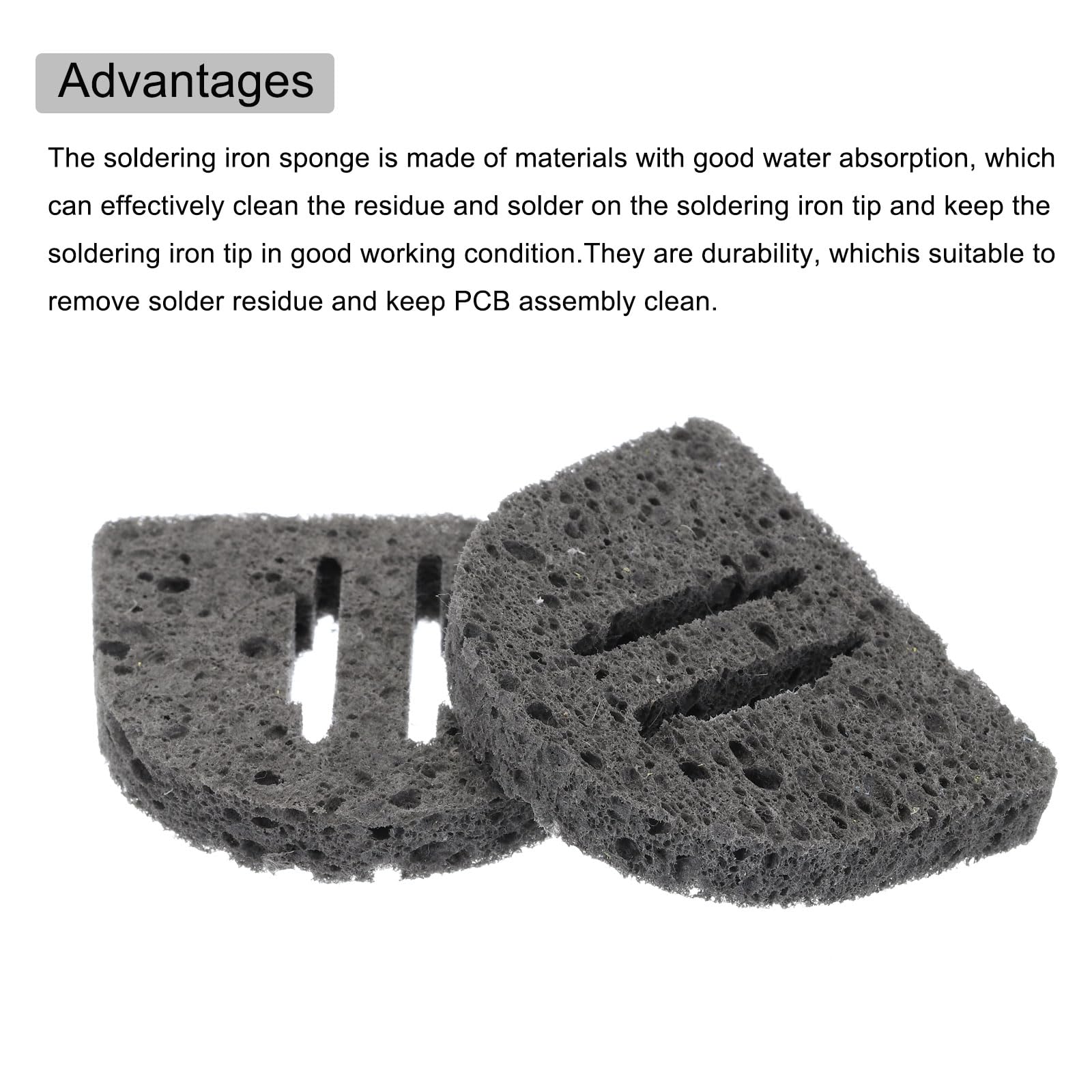 QUARKZMAN Pack of 2 Soldering Sponge 5 x 6 cm 888 Soldering Iron Special Grey/Black Cleaning Pads Welding Tips Replacement for Cleaning the Soldering Iron - Image 4