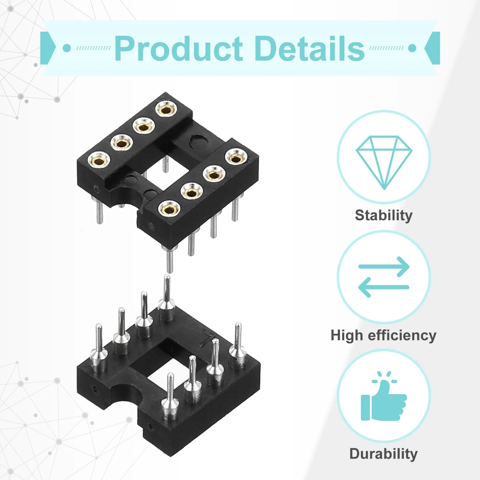 QUARKZMAN Pack of 30 DIP IC Chip Socket Adapter 8 Pin IC Assortment Kit 2.54 mm / 0.1 Inch Pitch for Breadboard Project, PCB Board Design - Image 4