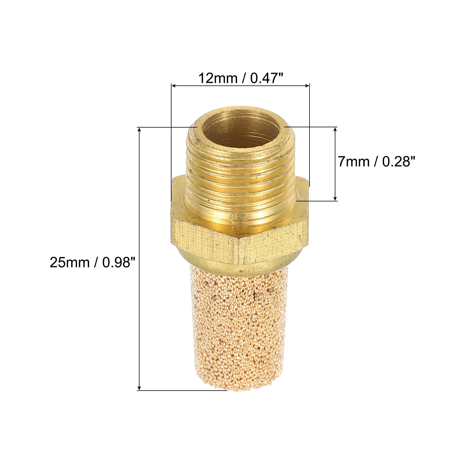 QUARKZMAN Pneumatic Silencer 1/8 Inch NPT Male Long Exhaust Silencer Solenoid Valve Brass Silencer Noise Silent Air Cylinder Accessories for Valve Set of 2 - Image 2