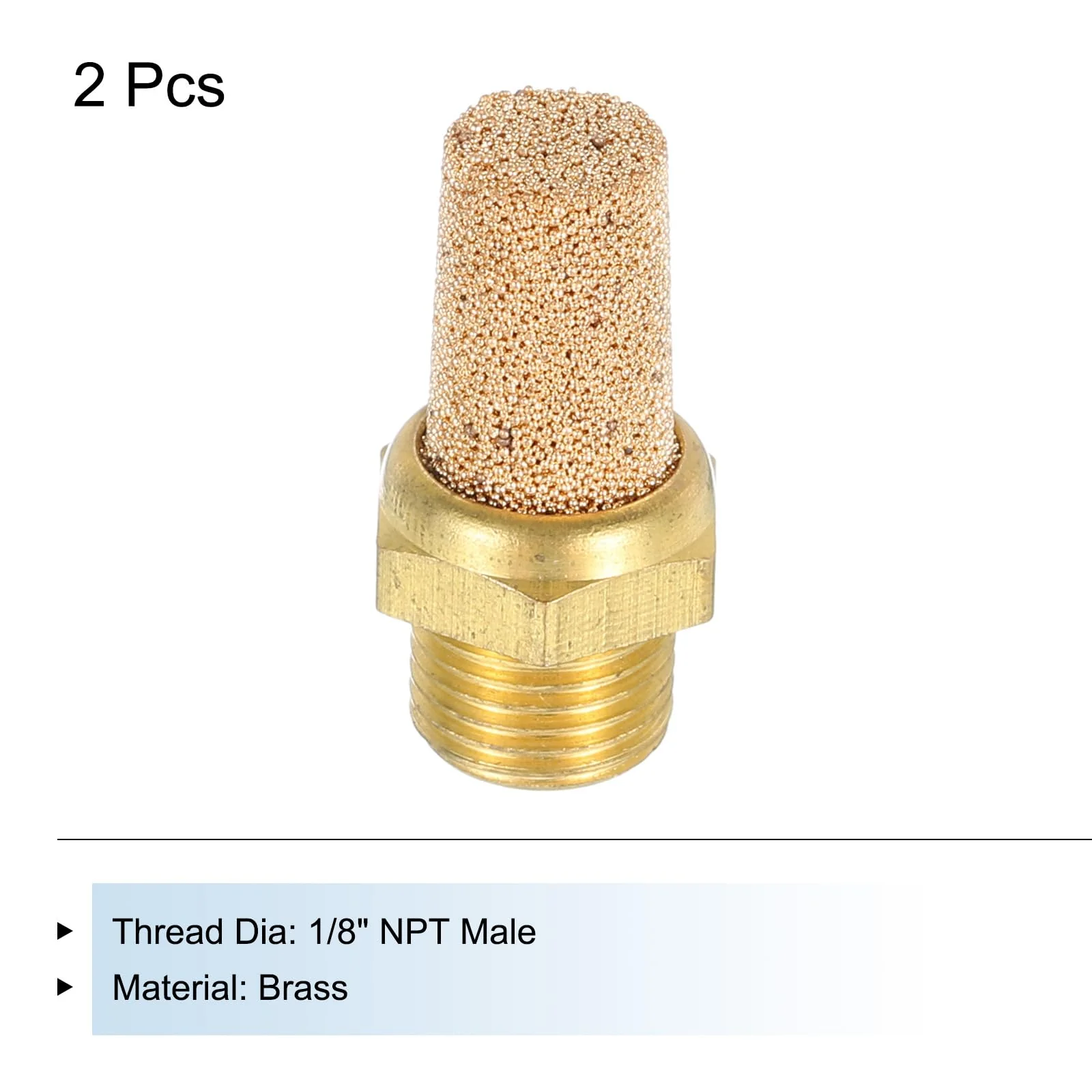 QUARKZMAN Pneumatic Silencer 1/8 Inch NPT Male Long Exhaust Silencer Solenoid Valve Brass Silencer Noise Silent Air Cylinder Accessories for Valve Set of 2 - Image 3