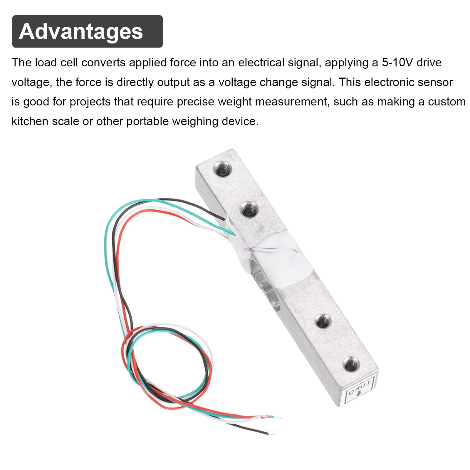 QUARKZMAN Set of 4 Digital Load Cell Weight Sensor 10 kg + HX711 Module Weighing Sensor 24 Bit Precision A/D Dual Channel for DIY Portable Electronic Kitchen Scale Kit - Image 4